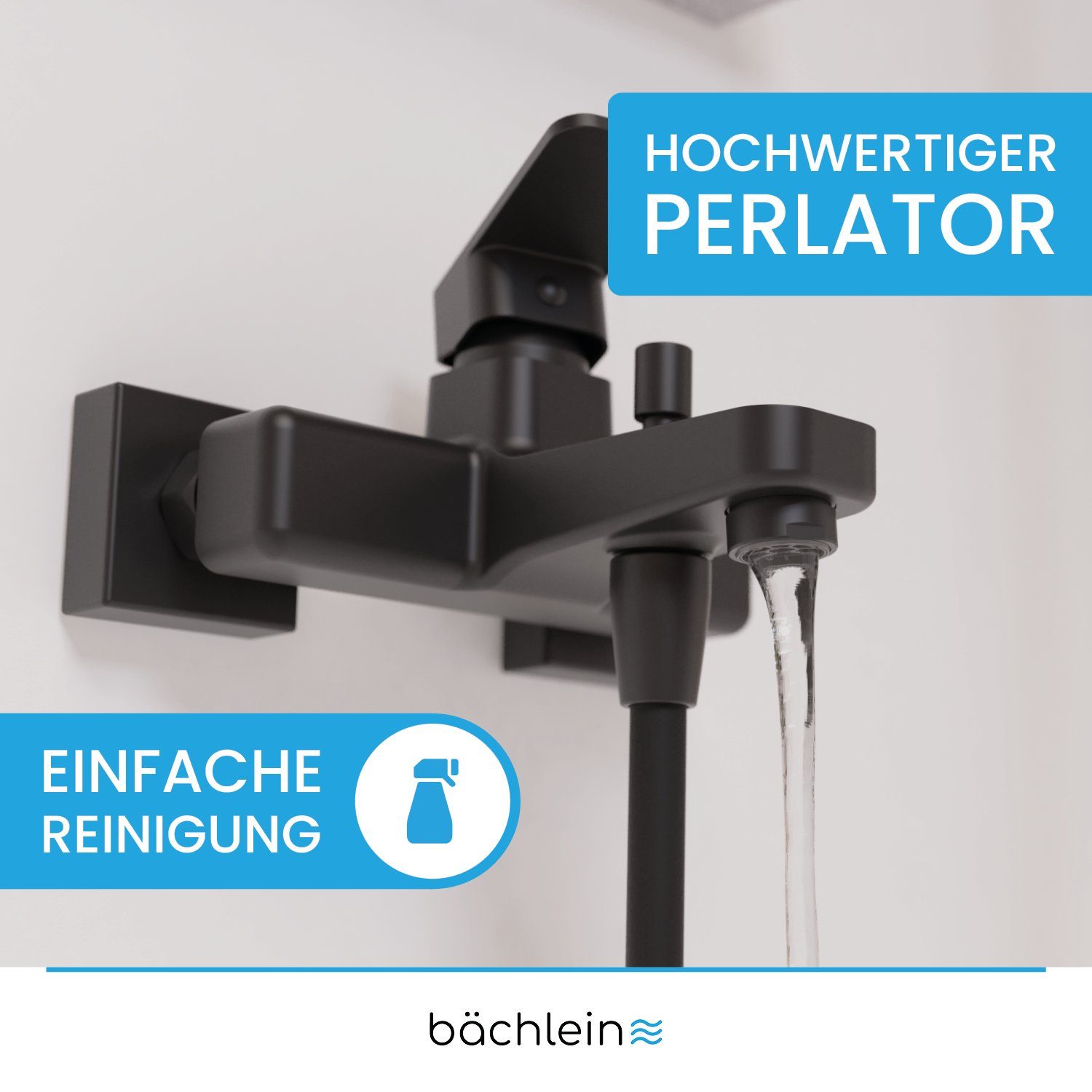 Bächlein Badarmatur Badewannenarmatur schwarz für Junias Badewanne die Mischbatterie