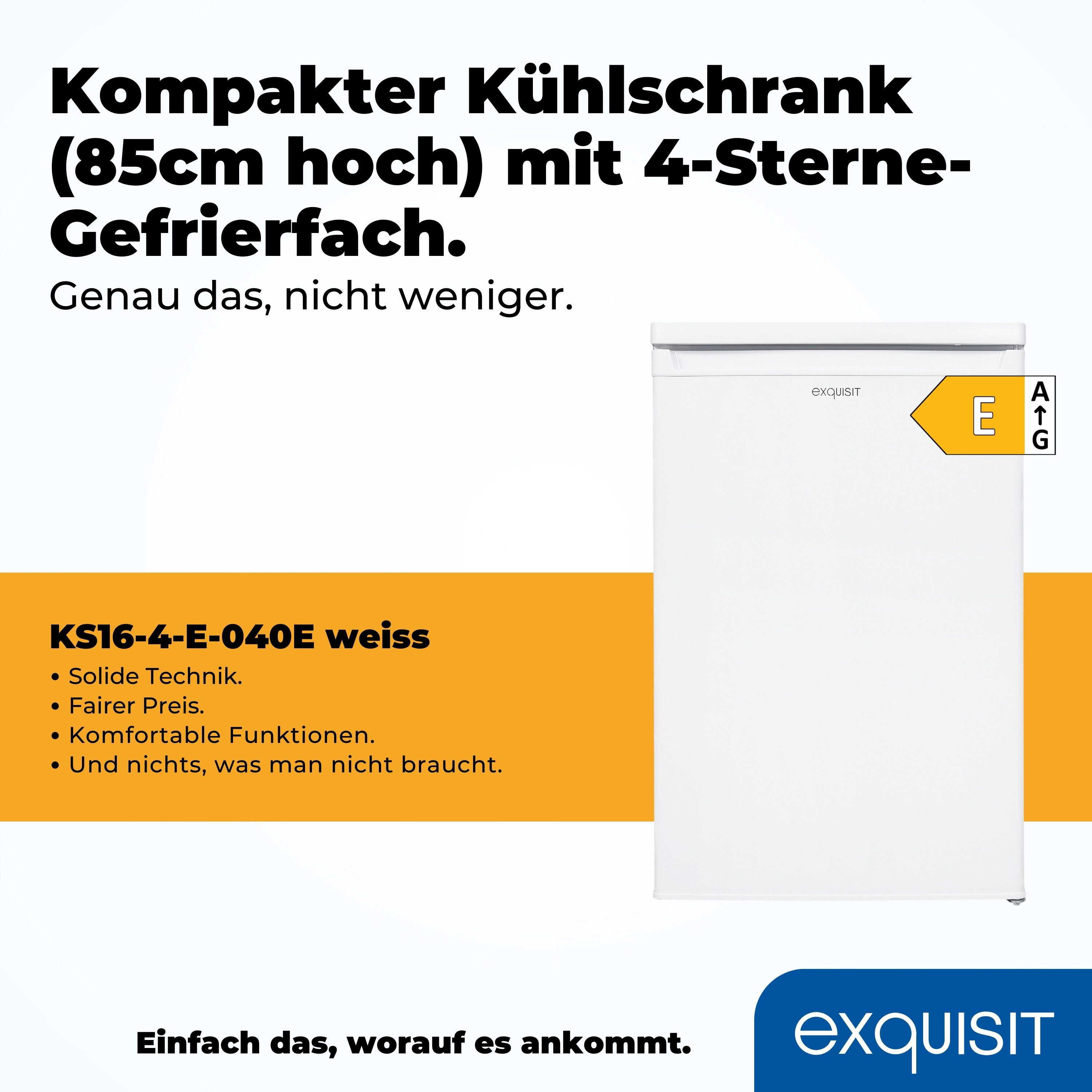 exquisit Kühlschrank KS16-4-E-040E weiss, 85,5 cm hoch, 55 cm breit, Flexibler 109 L Kühl-Gefrier-Kombi: stufenlos regulierbar & kompakt – Bild 4 von 5