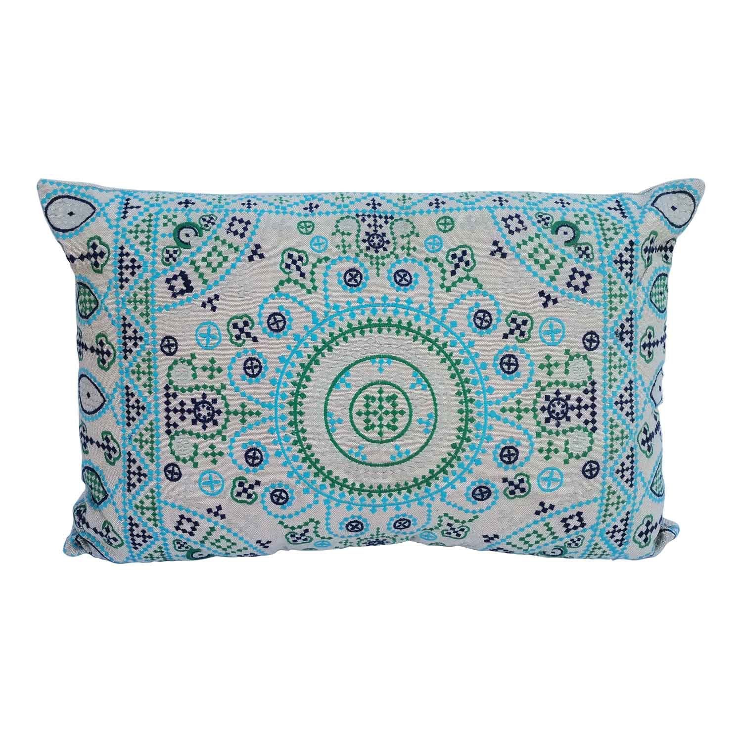 Kissen Ethno buntes Moro Mandala, cm Boho Casa bestickt, Füllung grün, Sofakissen, Bodenkissen blau Nomad Zierkissen, Orientalisches MD007 mit 55x35 beige