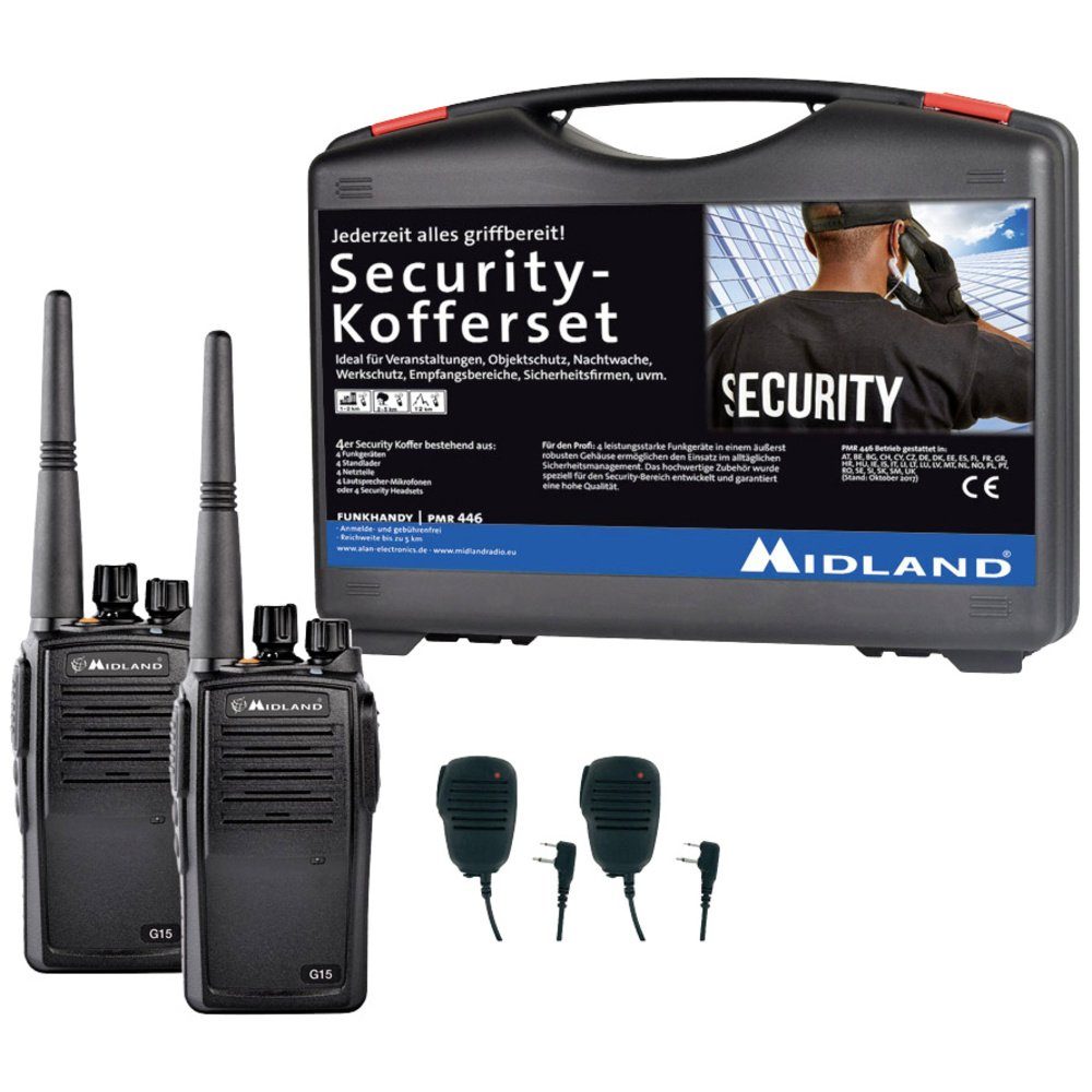 Walkie Talkie Midland G15 Pro PMR 2er Security inkl. SM 600-M C1127.S1 PMR-Handfunkg
