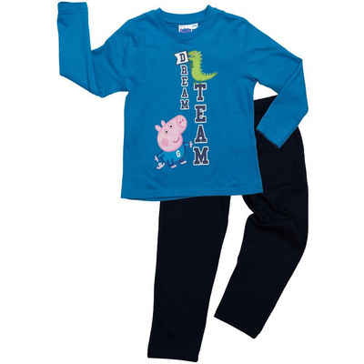 Peppa Pig Schlafanzug Peppa Wutz George and Dino Jungen Kinder Pyjama Gr. 98 bis 116, 100% Baumwolle