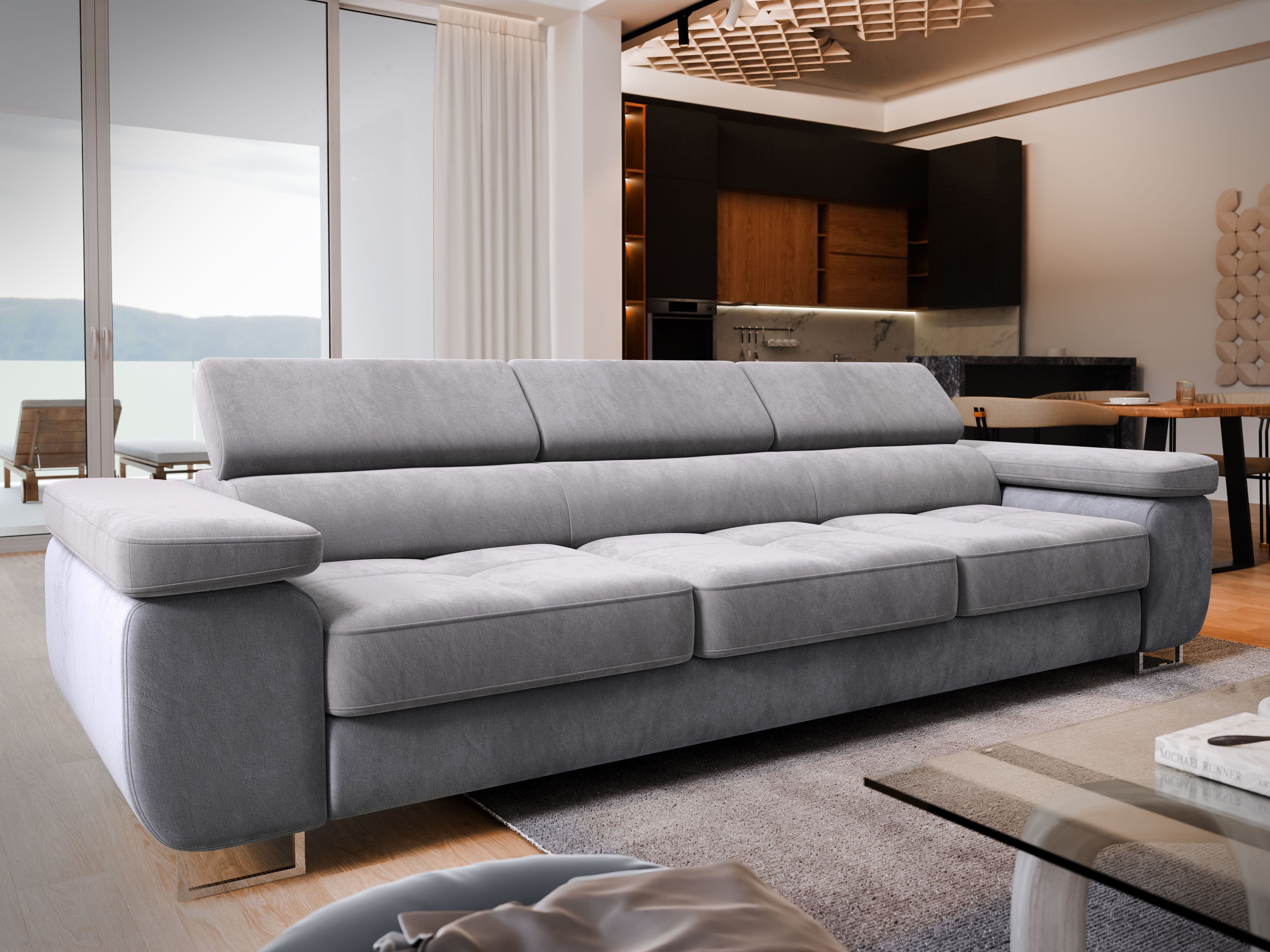 Masseno Sofa MOSINE mit Schlaffunktion, Schlafsofa, Couch mit Bettkasten