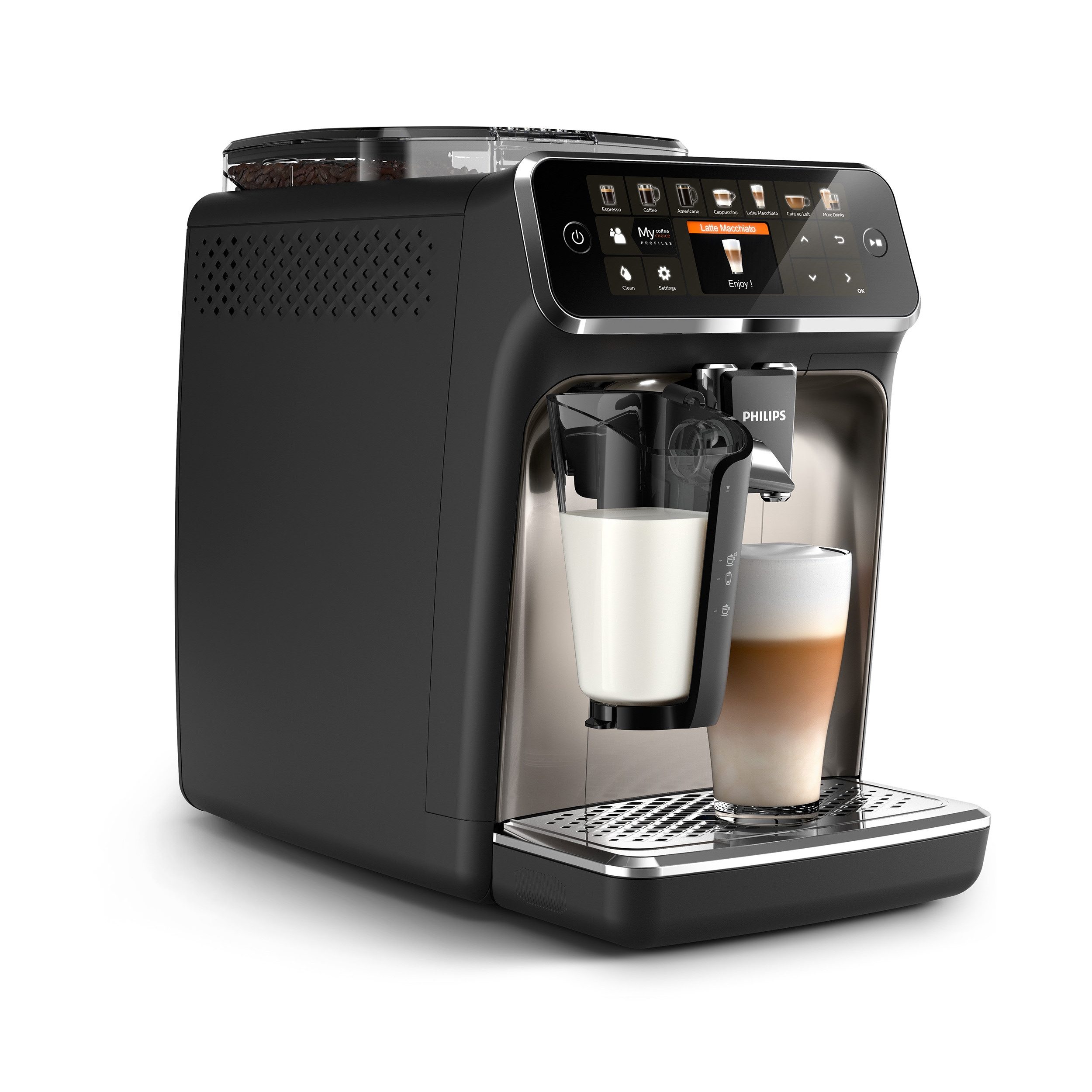 Philips Kaffeevollautomat 5400 Series EP5447/90 LatteGo, 12 Kaffeespezialitäten und 4 Benutzerprofilen