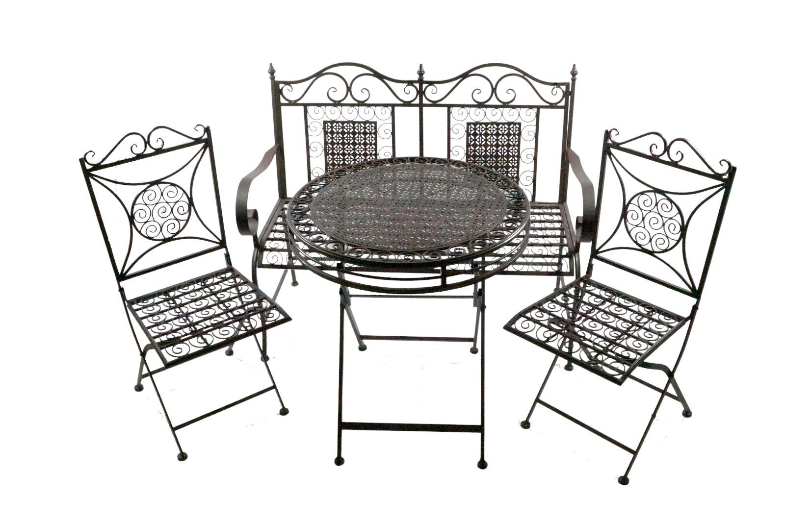 Gartenursel Gartenmöbelset Wunderschöne, komfortable Gartengarnitur Santos  aus Metall Set 4-teilig, (4-tlg), klappbar