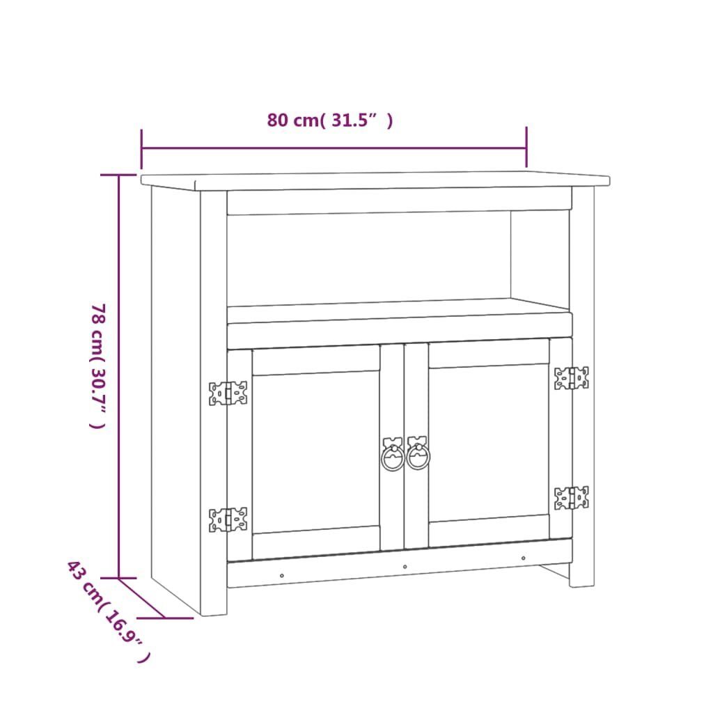 Grau TV-Schrank cm Mexiko-Stil (1-St) 80x43x78 vidaXL TV-Schrank Kiefernholz