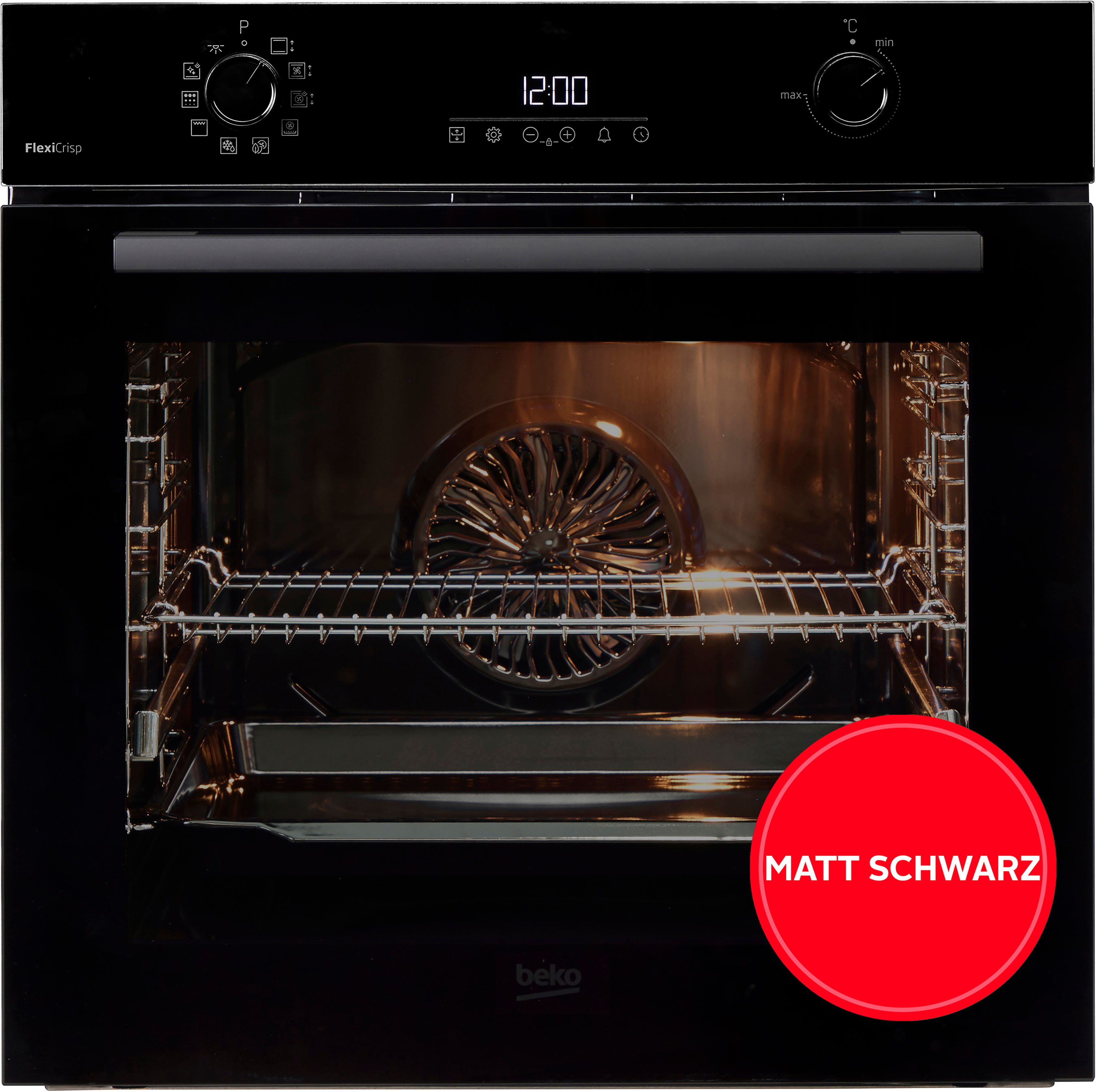 BEKO Einbaubackofen BCBIS17300BMPF, mit 1-fach-Teleskopauszug, SteamShine, Dampf für knusprige Kruste & fluffiges Inneres dank SteamAdd