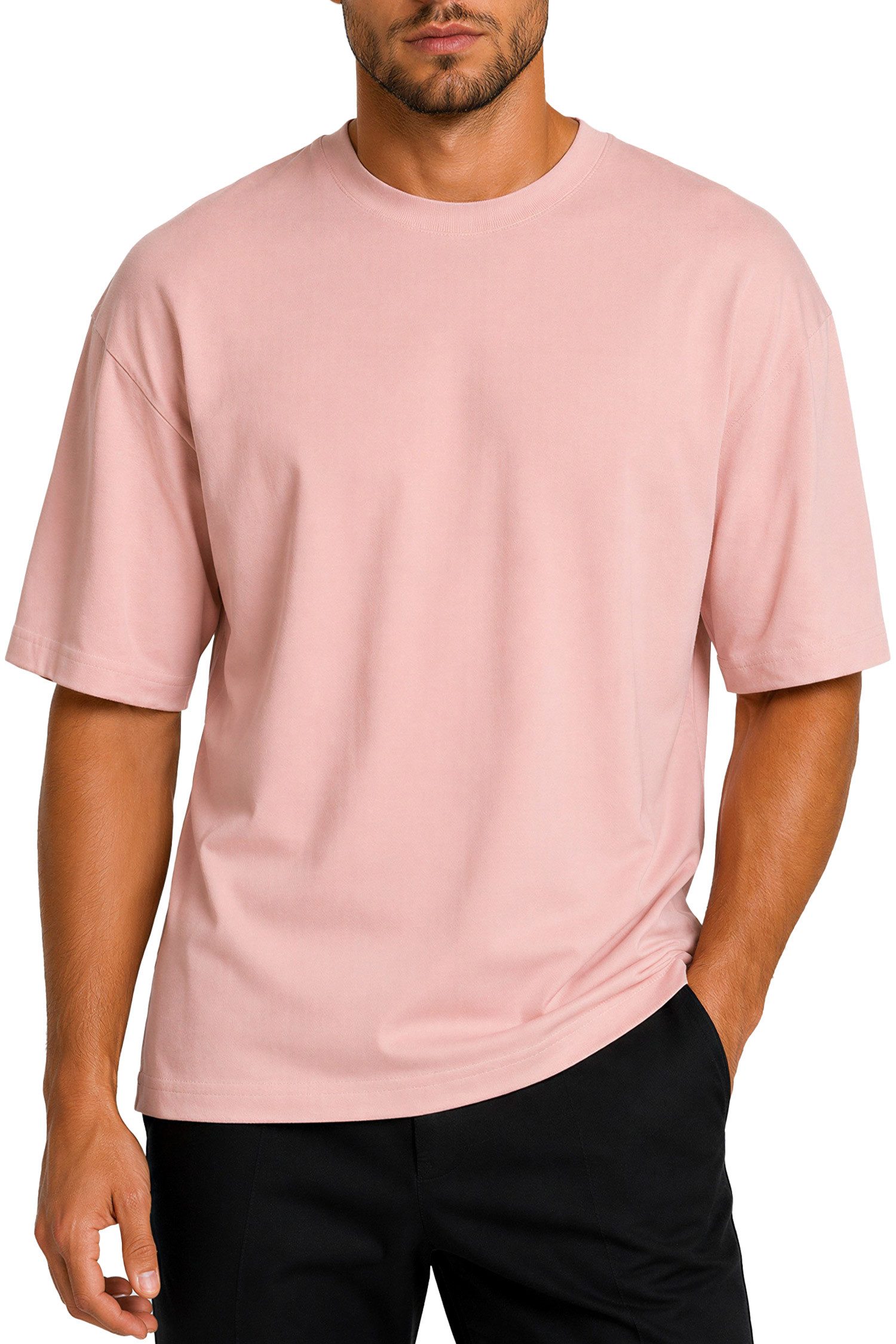 Reichstadt Oversize-Shirt Herren Relaxed Fit Kurzarmshirt 24RS058 Weiches Baumwolljersey mit tief sitzender Schulternaht