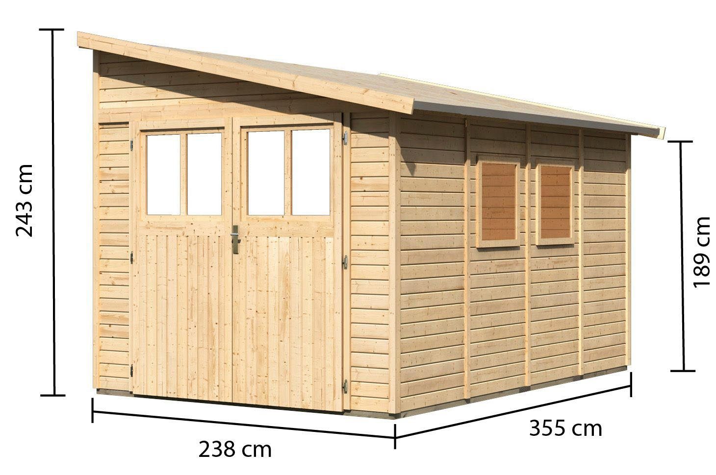 Gartenhaus cm, oder 4, naturbelassen 255x232 terragrau Bodensee KONIFERA BxT: