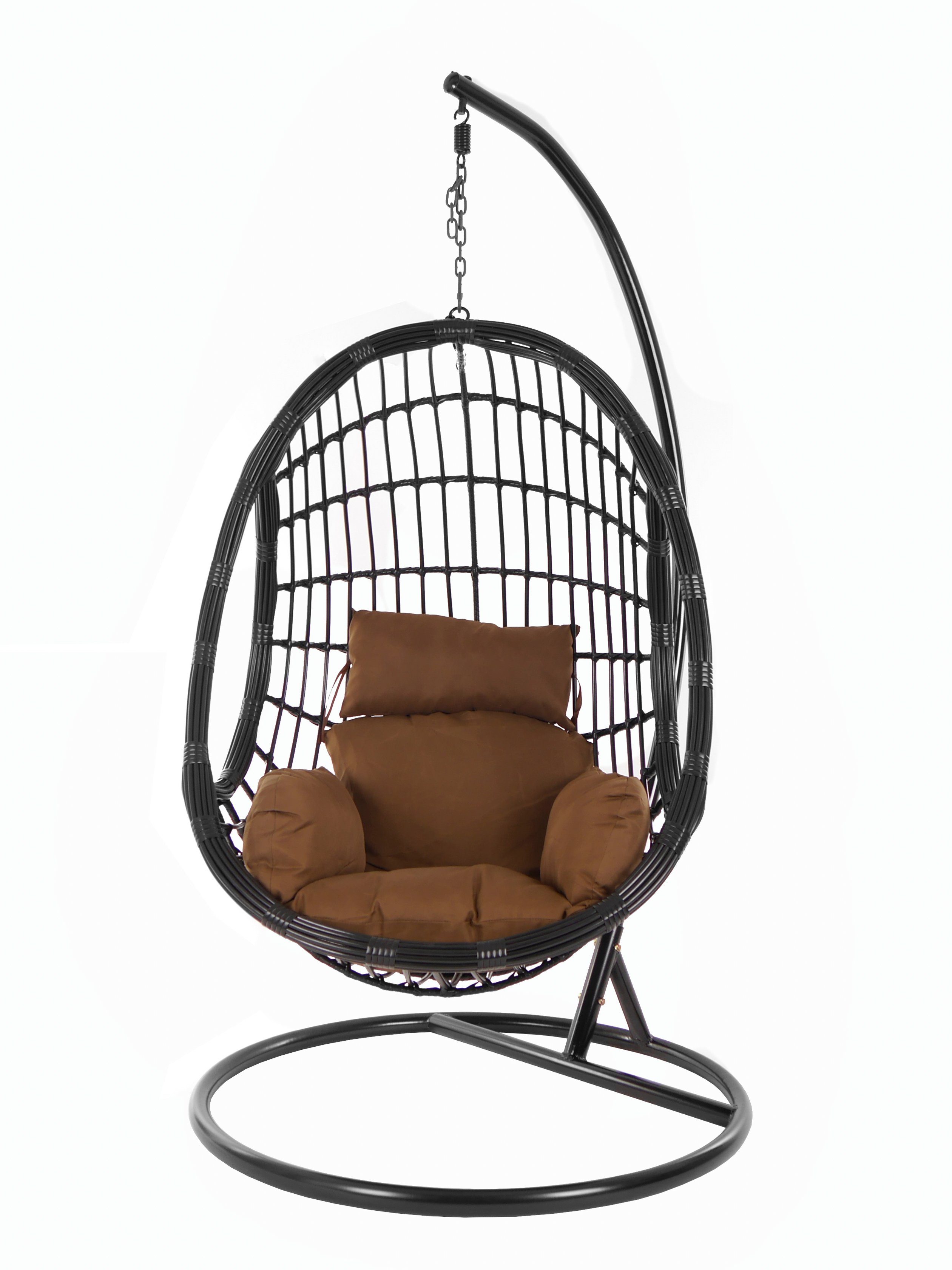 KIDEO Hängesessel PALMANOVA black, Schwebesessel, und Kissen, dunkelbraun chocolate) Hängesessel Gestell Chair, Nest-Kissen (7790 mit Swing