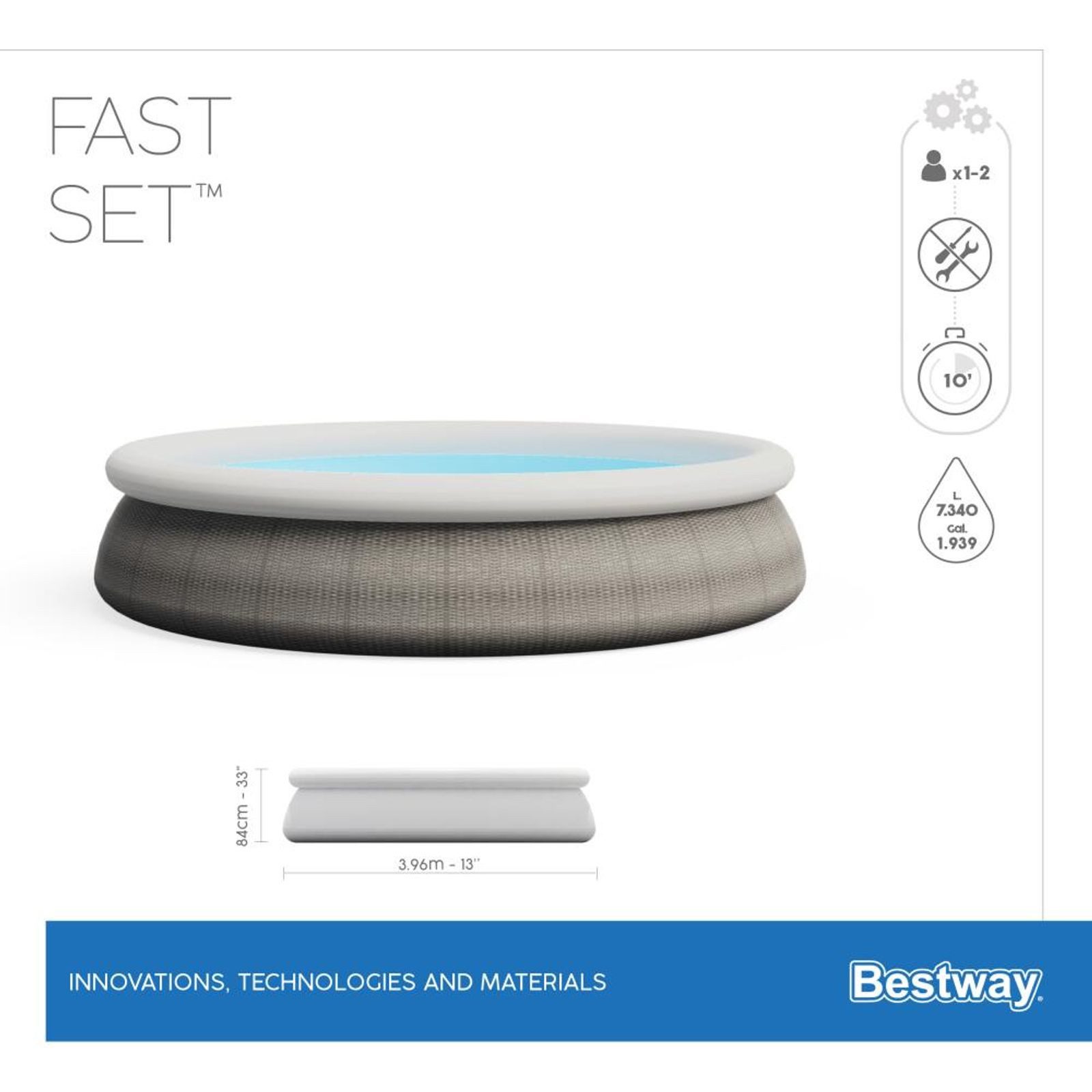 Thumbnail - Bestway Quick-Up Pool Bestway Fast Set Swimmingpool Schwimmbecken Baden Sommer Wasser Pool