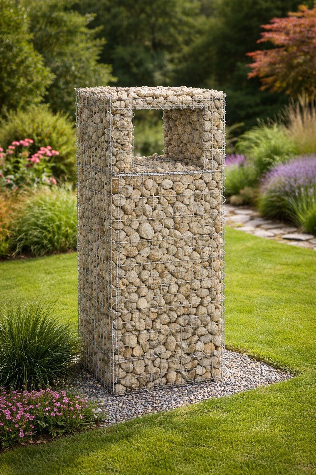 ESTEXO Gabionenzaun Gabione Gabionen Säule 50x50x150 cm Pfosten eckig Steinkorb Mauer Dr