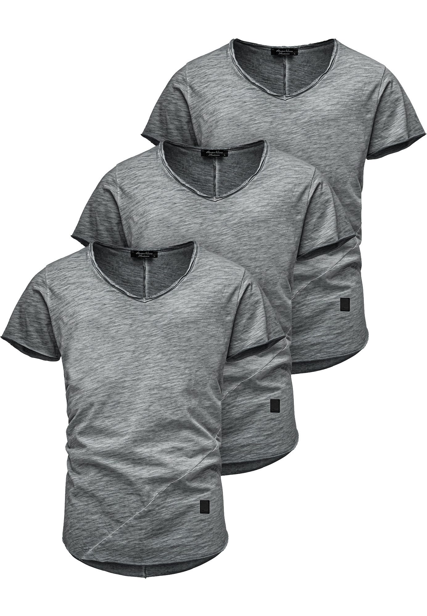 Amaci&Sons T-Shirt 3. NYC Herren 3er-Pack T-Shirts (3er-Pack) Herren Basic Oversize T-Shirt mit V-Ausschnitt