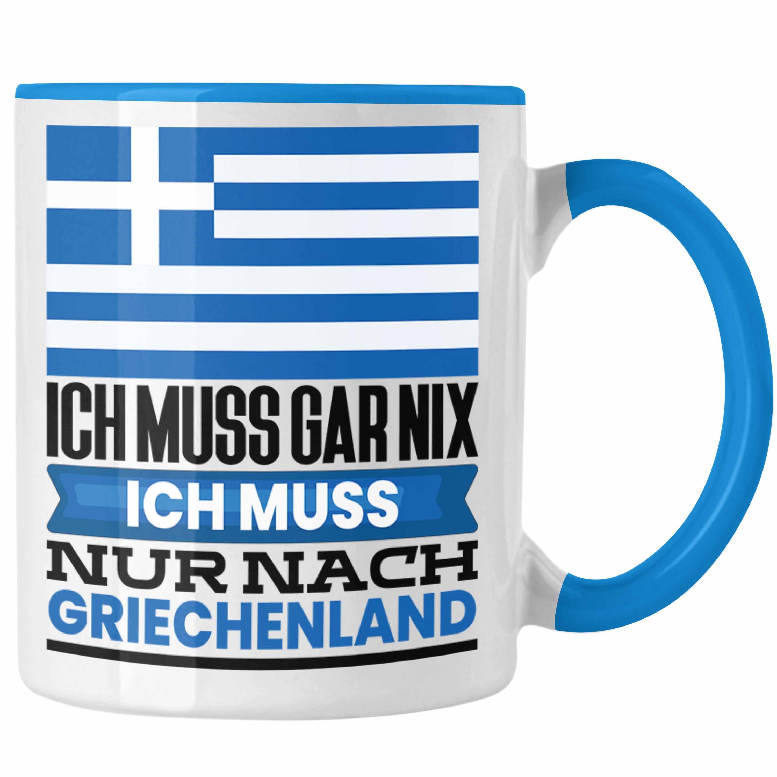 Tasse Griechen Geschenk Geschenkide Trendation Geburtstag für Blau Tasse Urlaub Griechenland