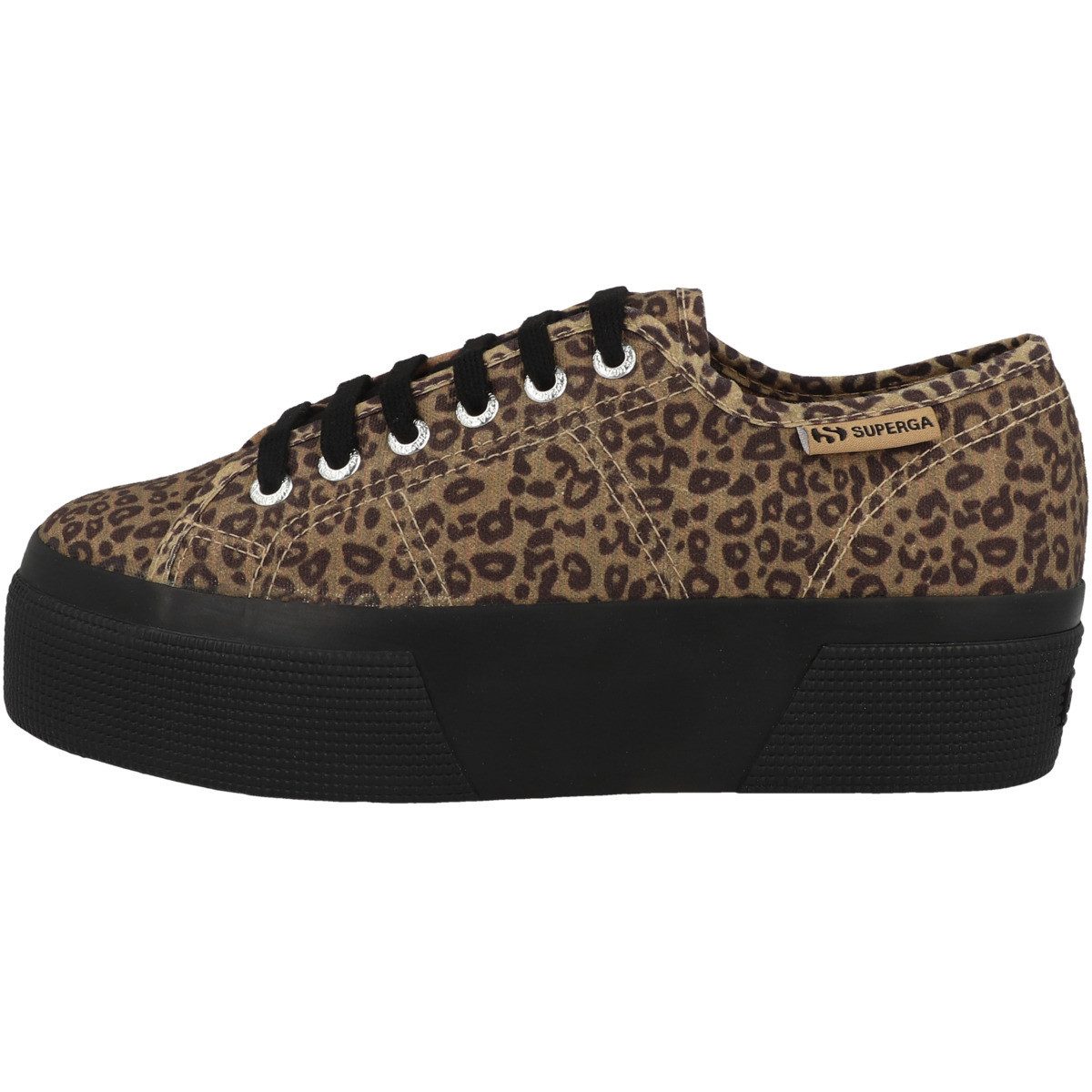 Superga 3790 Platform Black Leopard Print Damen Sneaker Turnschuhe, Sportschuhe, Freizeitschuhe, Halbschuhe, Schnürschuhe