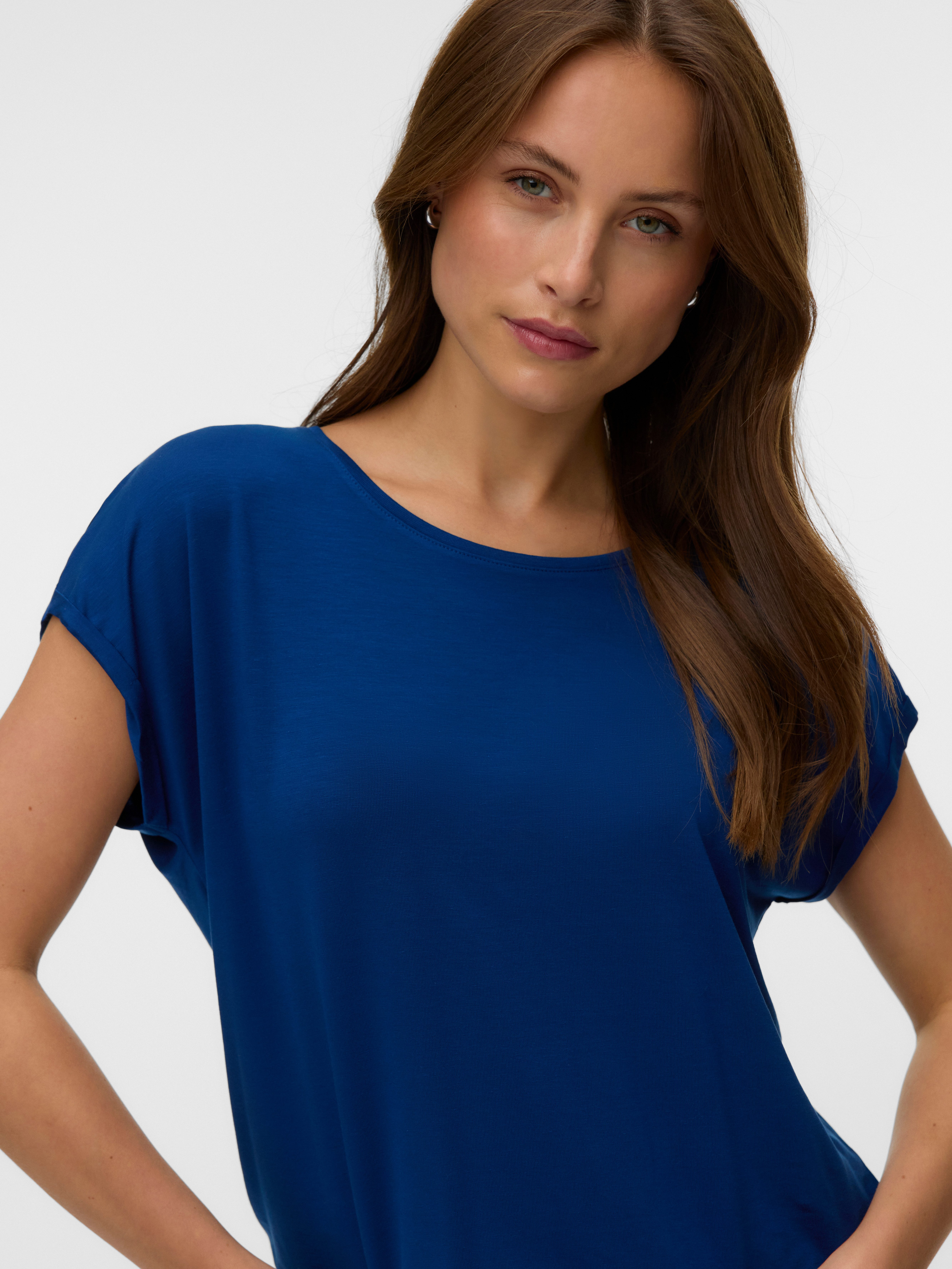 Vero Moda T-Shirt VMAVA PLAIN SS TOP JRS NOOS Materialmix, regular fit – Bild 4 von 5
