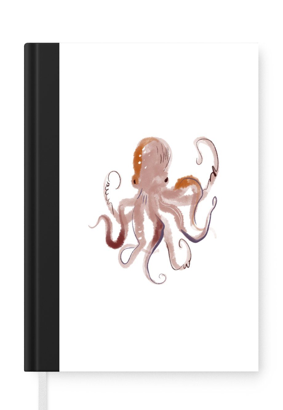 MuchoWow Notizbuch Oktopus - Meer - Aquarell - Zeichnung, Journal, Merkzettel, Tagebuch, Notizheft, A5, 98 Seiten, Haushaltsbuch