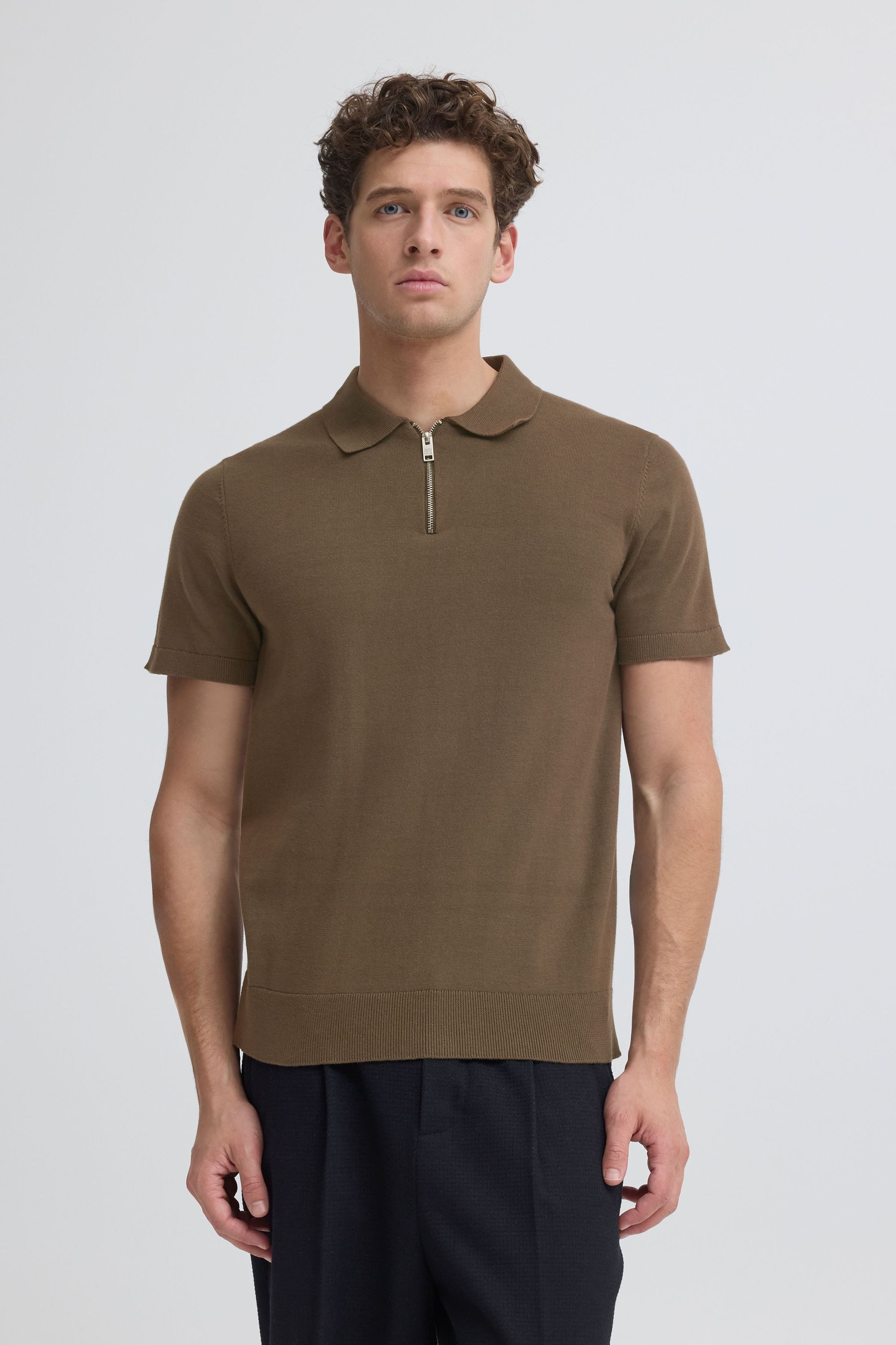 Casual Friday Poloshirt CFLoka Feingestricktes Poloshirt mit Reißverschluss