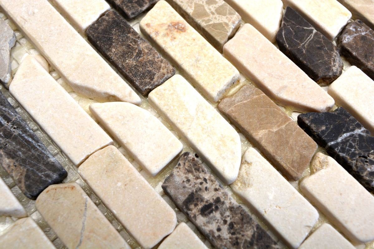 Mosani Bodenfliese Marmormosaik Mosaikfliesen mix 10 beige Matten matt braun 