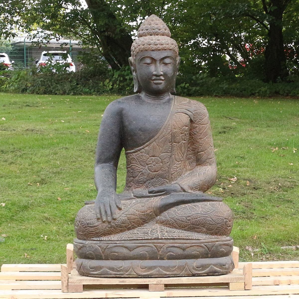 Oriental Galerie Dekofigur Buddha Figur sitzend Greenstone Antik hand on knee 100 cm (1 St), traditionelle Herstellung in Handarbeit im Ursprungsland