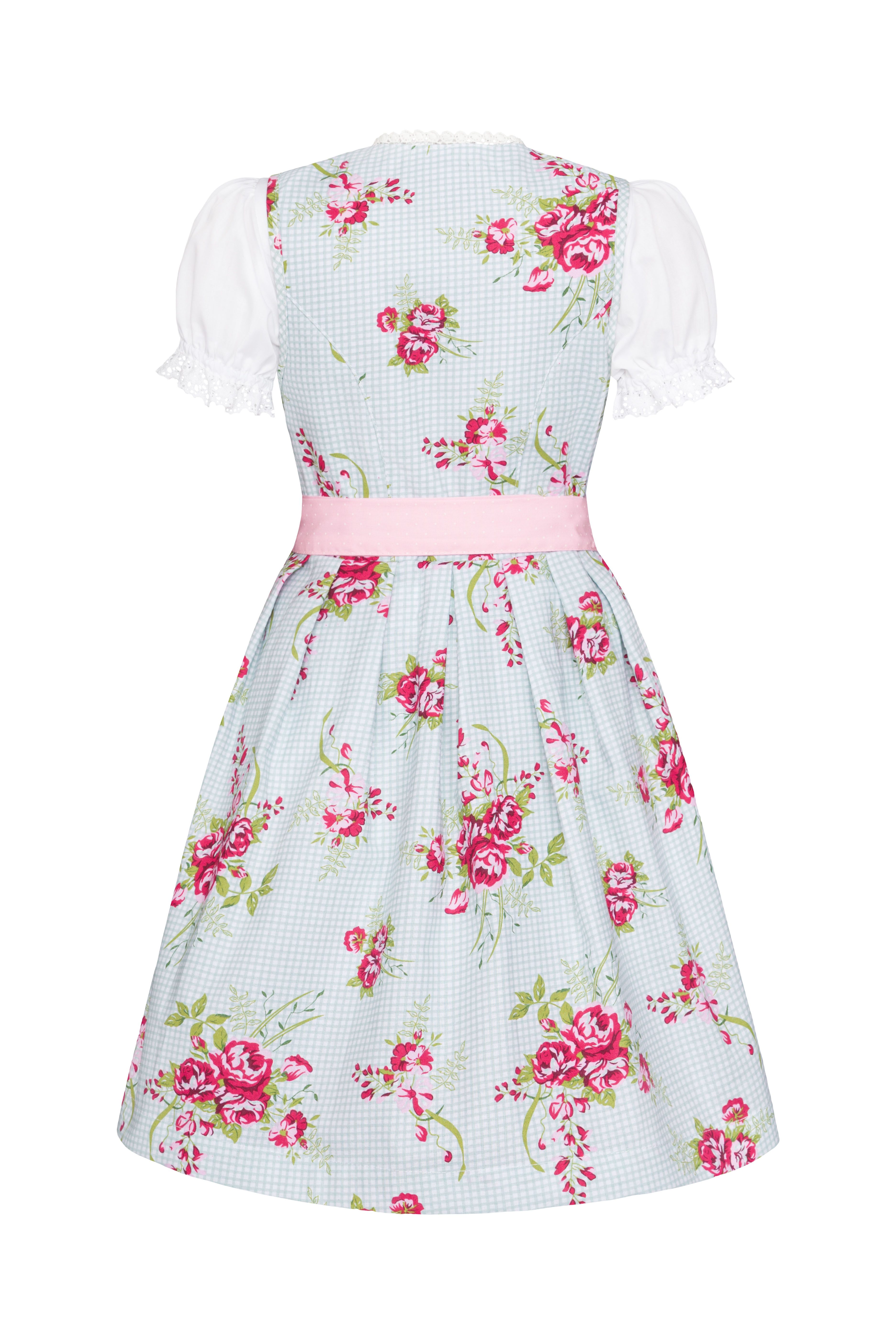 Ramona Lippert Dirndl Kinderdirndl Vicky Hellgrün Rosenprint, 3-teilig mit Schürze & Bluse