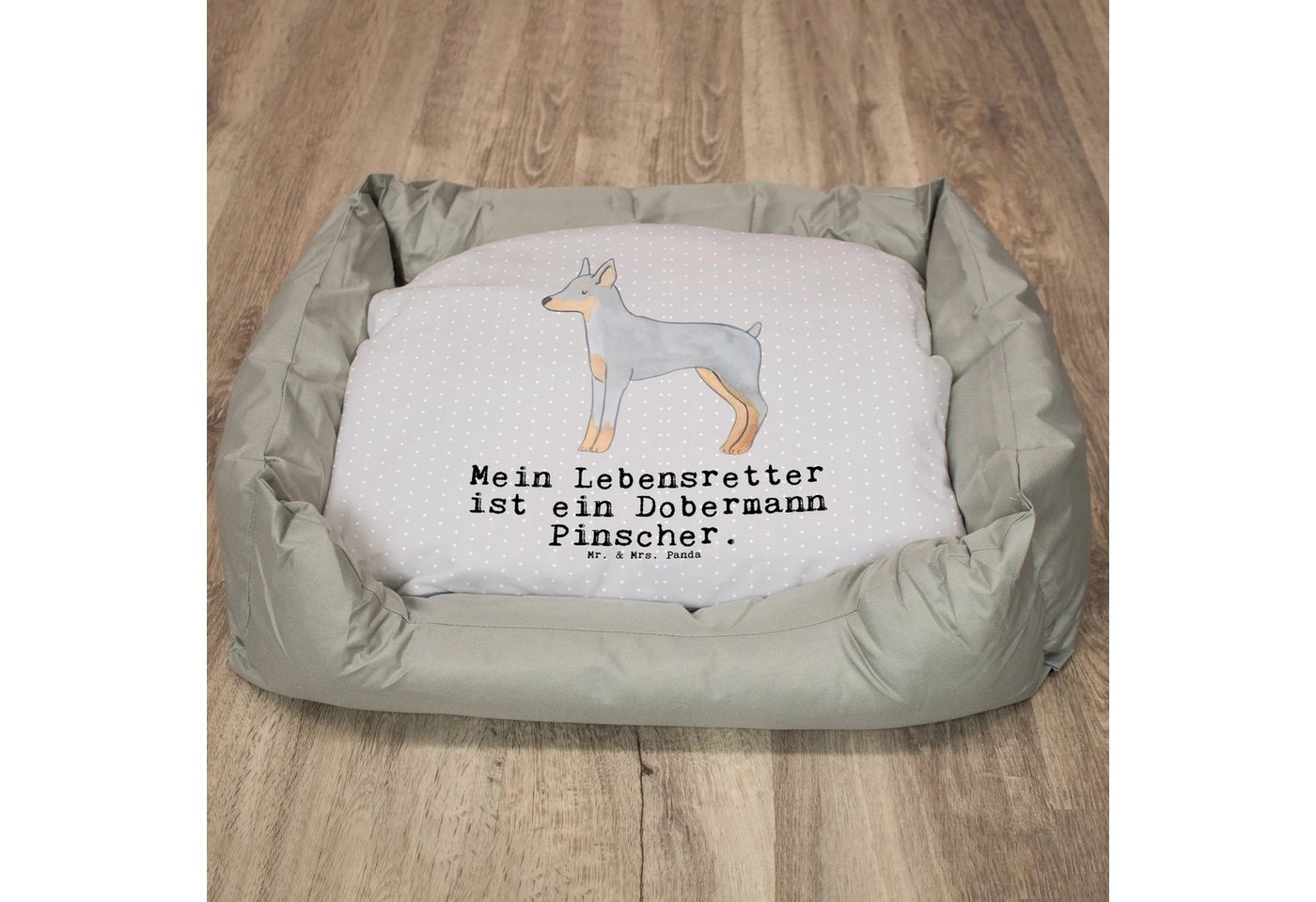 Thumbnail - Mr. & Mrs. Panda Tierbett Dobermann Pinscher Lebensretter - Grau Pastell - Geschenk, Tierfreund, Süße Designs