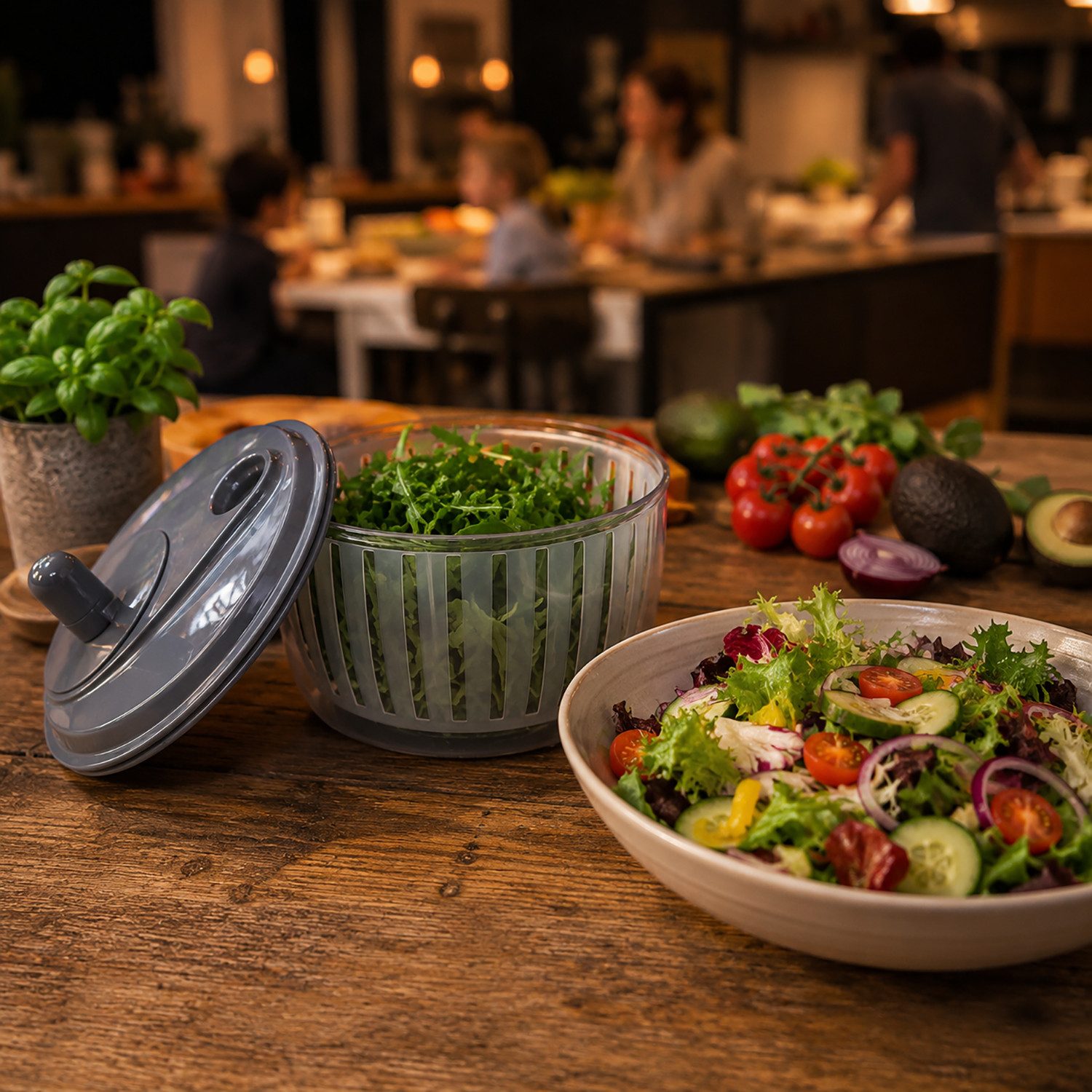 Lurch Salatschleuder mit Kurbel steingrau