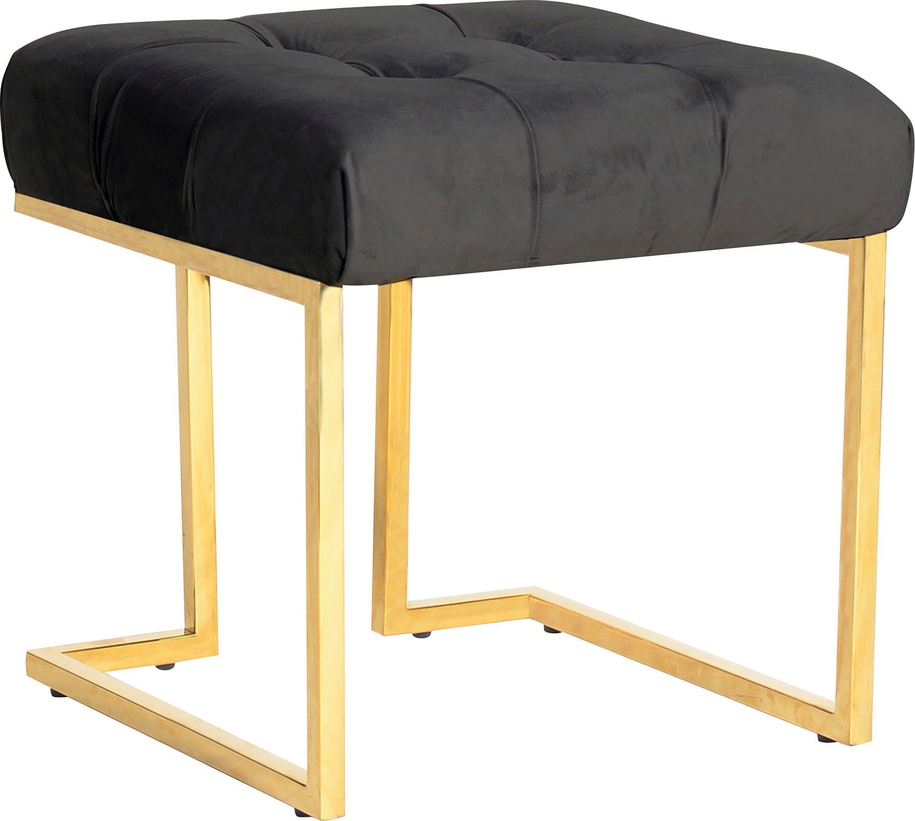 Kayoom Sitzhocker Hocker Rare, Edler Touch durch goldenes Gestell (1 St), eckig, samtweich, gesteppt, mit Zierknöpfen, Edelstahlgestell