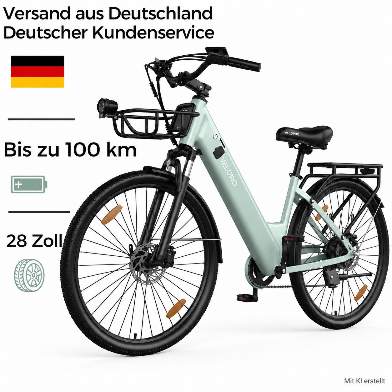 PIXAR E-Bike Cityrad Pedelec 28 Zoll 36V 18Ah bis 100 km Shimano 7 Gang, 7 Gang, Heckmotor, 648 Wh, Bürstenloser Motor, Bürstenloser Motor