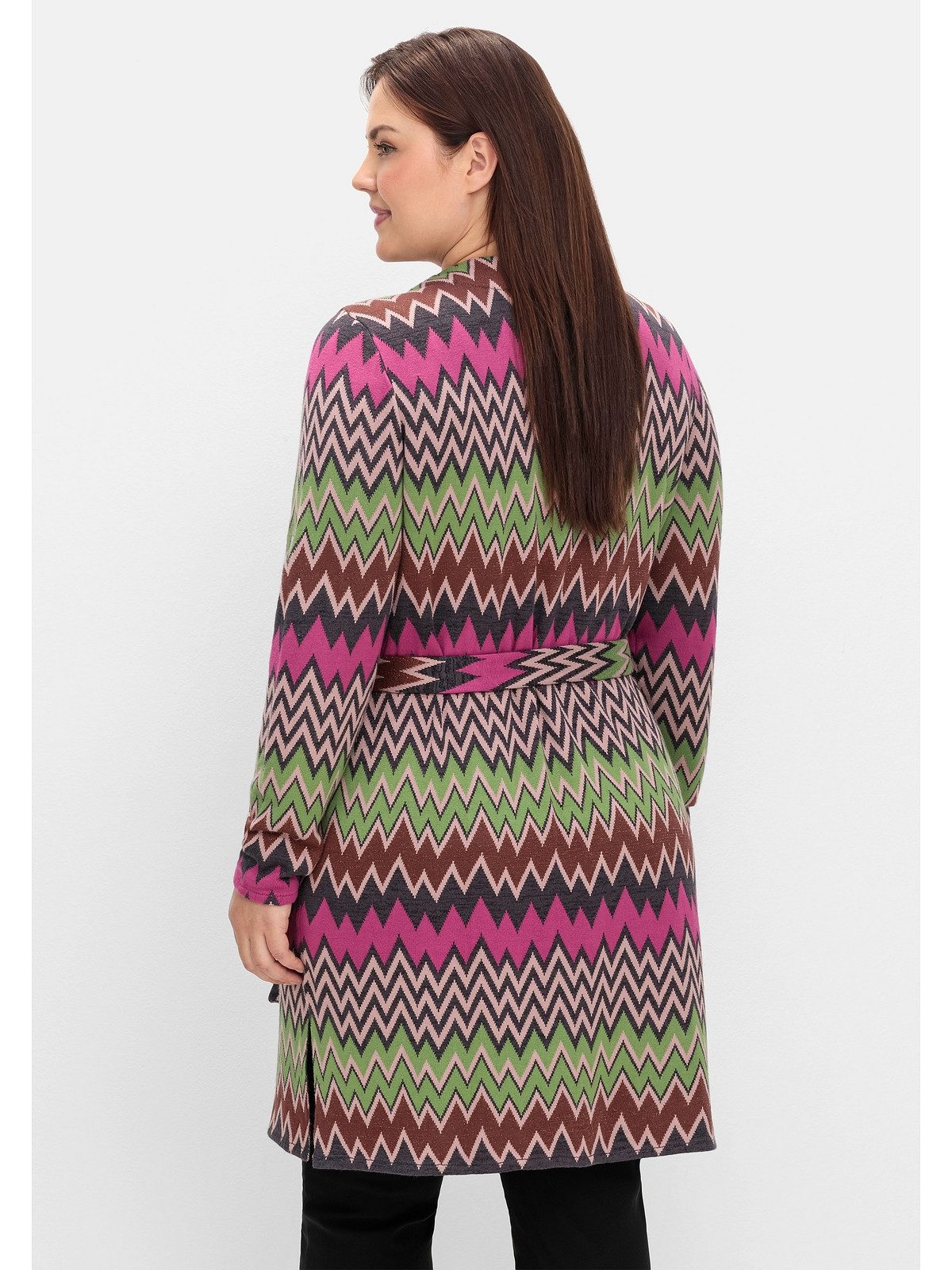sheego by Joe Browns Longstrickjacke Große Größen im Zickzack-Jacquardmuster