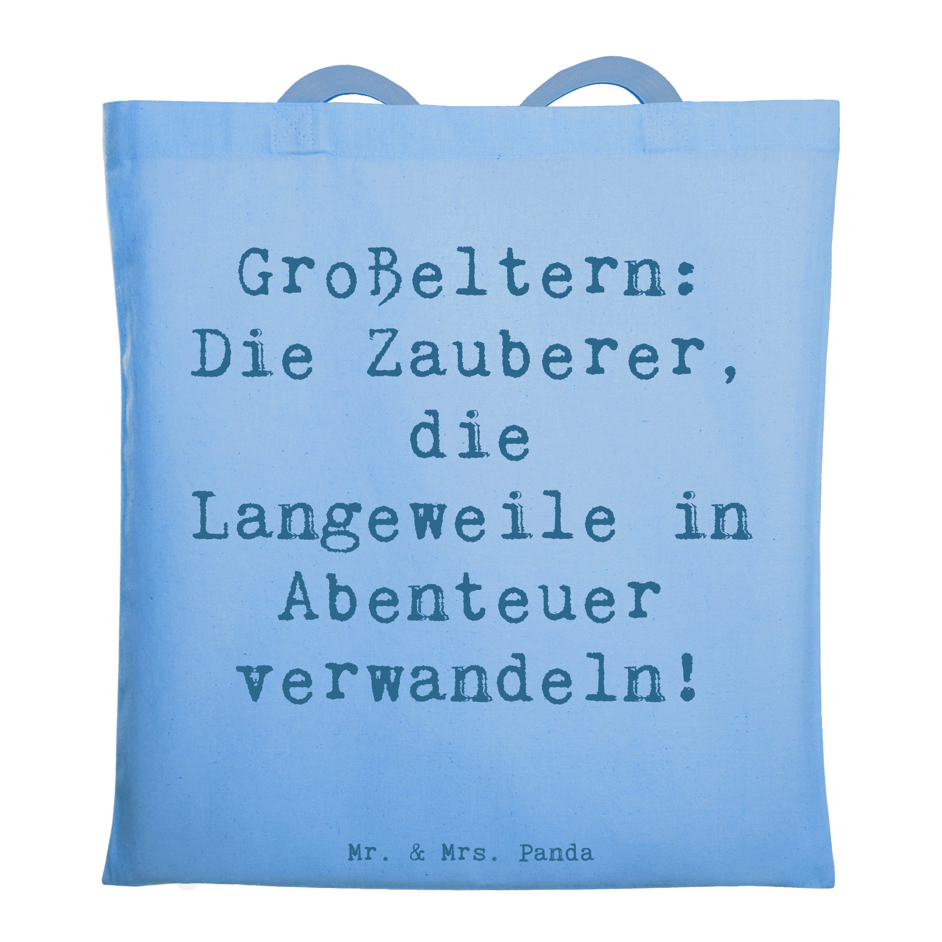Mr. & Mrs. Panda Tragetasche Spruch Großeltern Zauberer, dokumententasche, Sky Blue, Einkaufstasch (Packung, Großeltern Familie Verwandte), Zusammenhalt Stoffbeutel Einkaufstüte