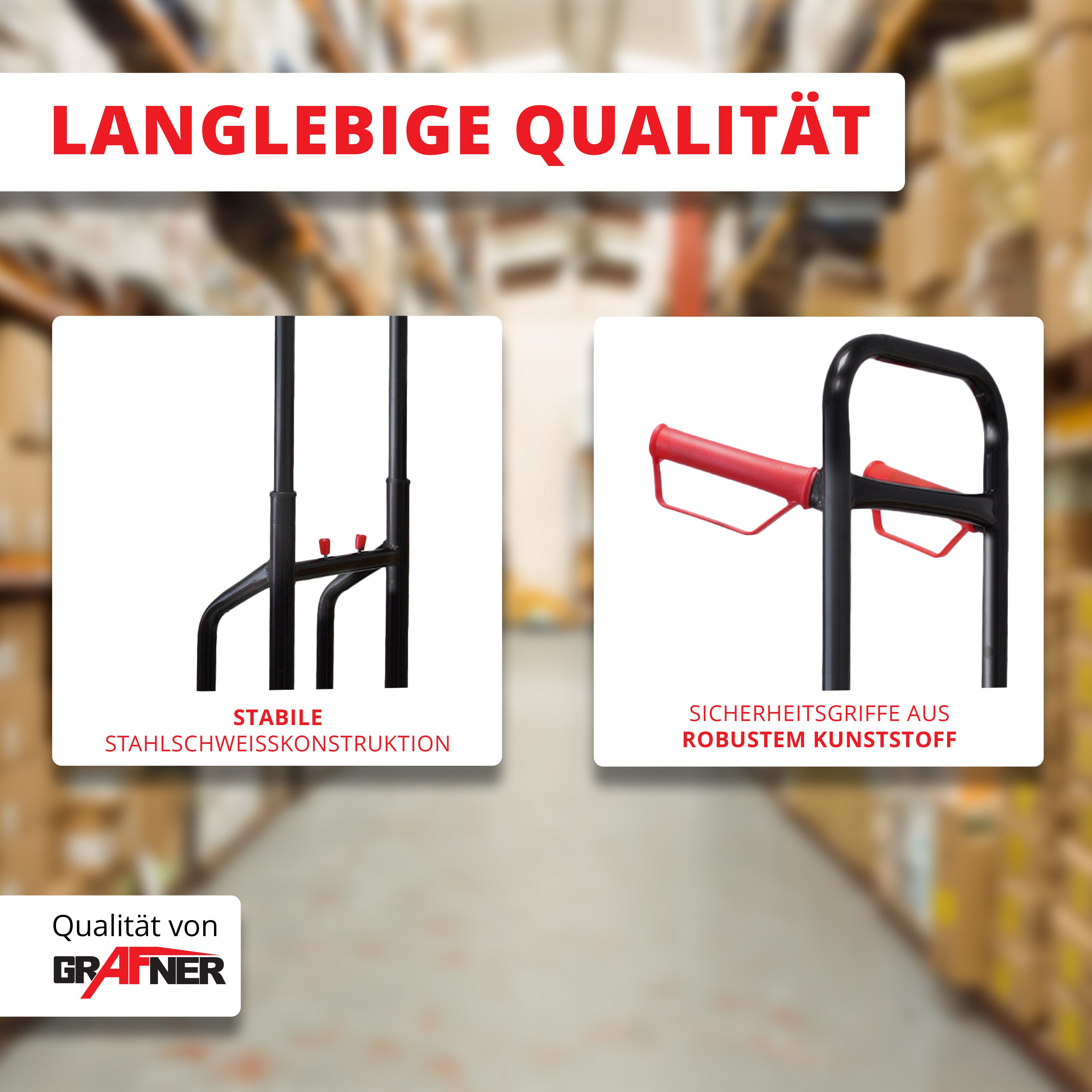 Grafner hand truck, extendable, 200 kg capacity, foldable, 200 kg load capacity