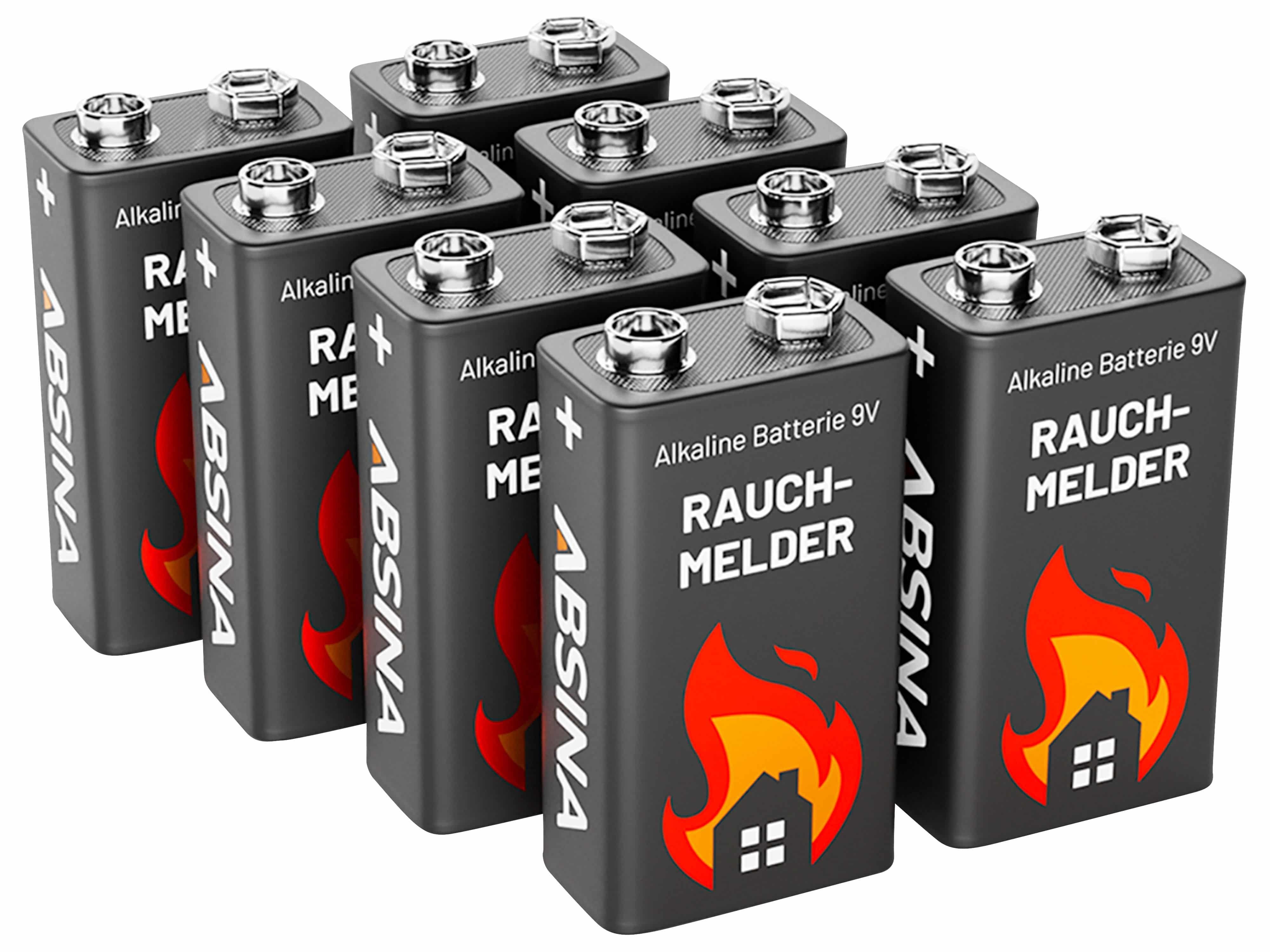 Alkaline, ABSINA ABSINA Batterie für 9V-Blockbatterie,
