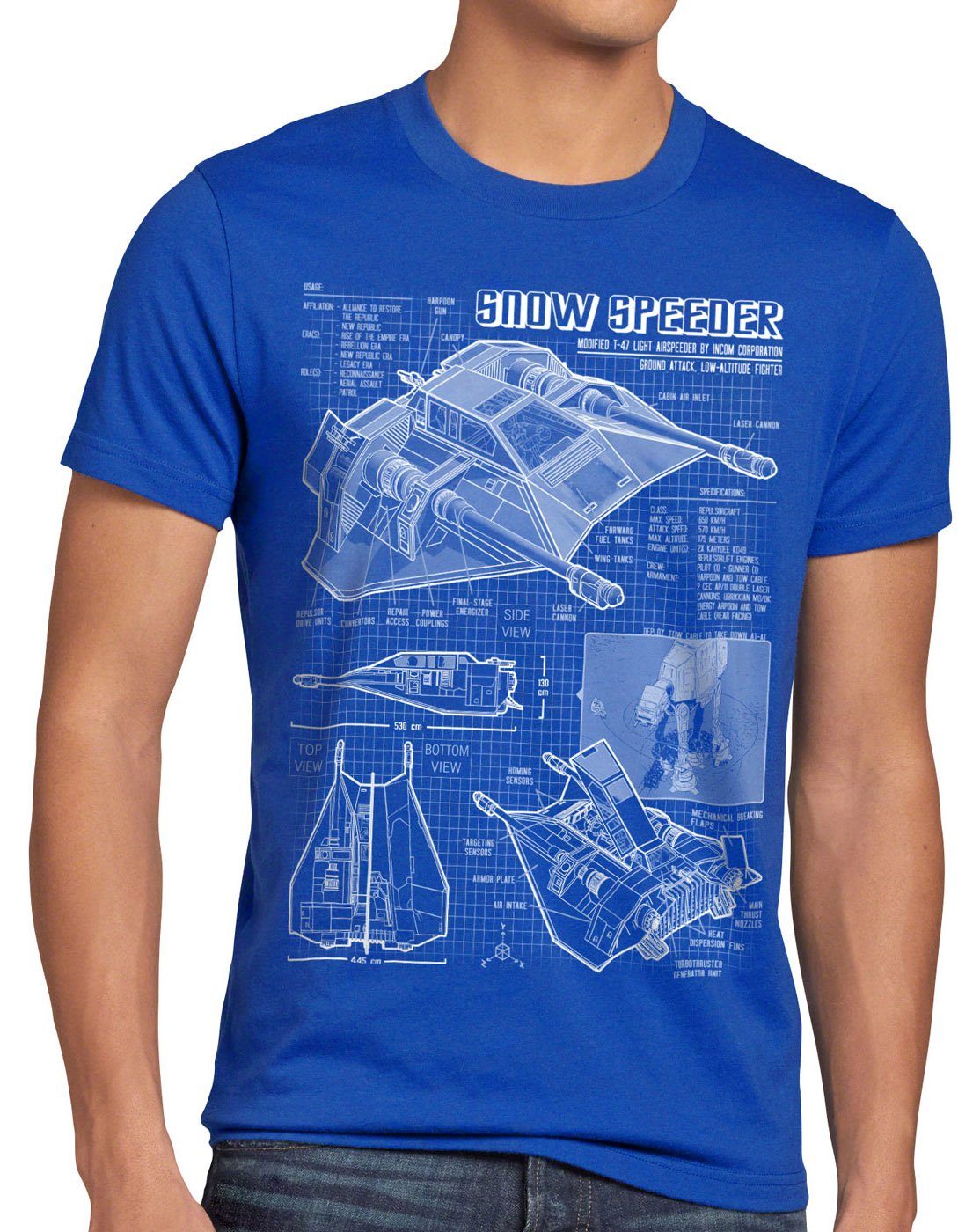 style3 Print-Shirt Herren T-Shirt hoth wars krieg imperium blau Snow der T-47 star air Speeder sterne