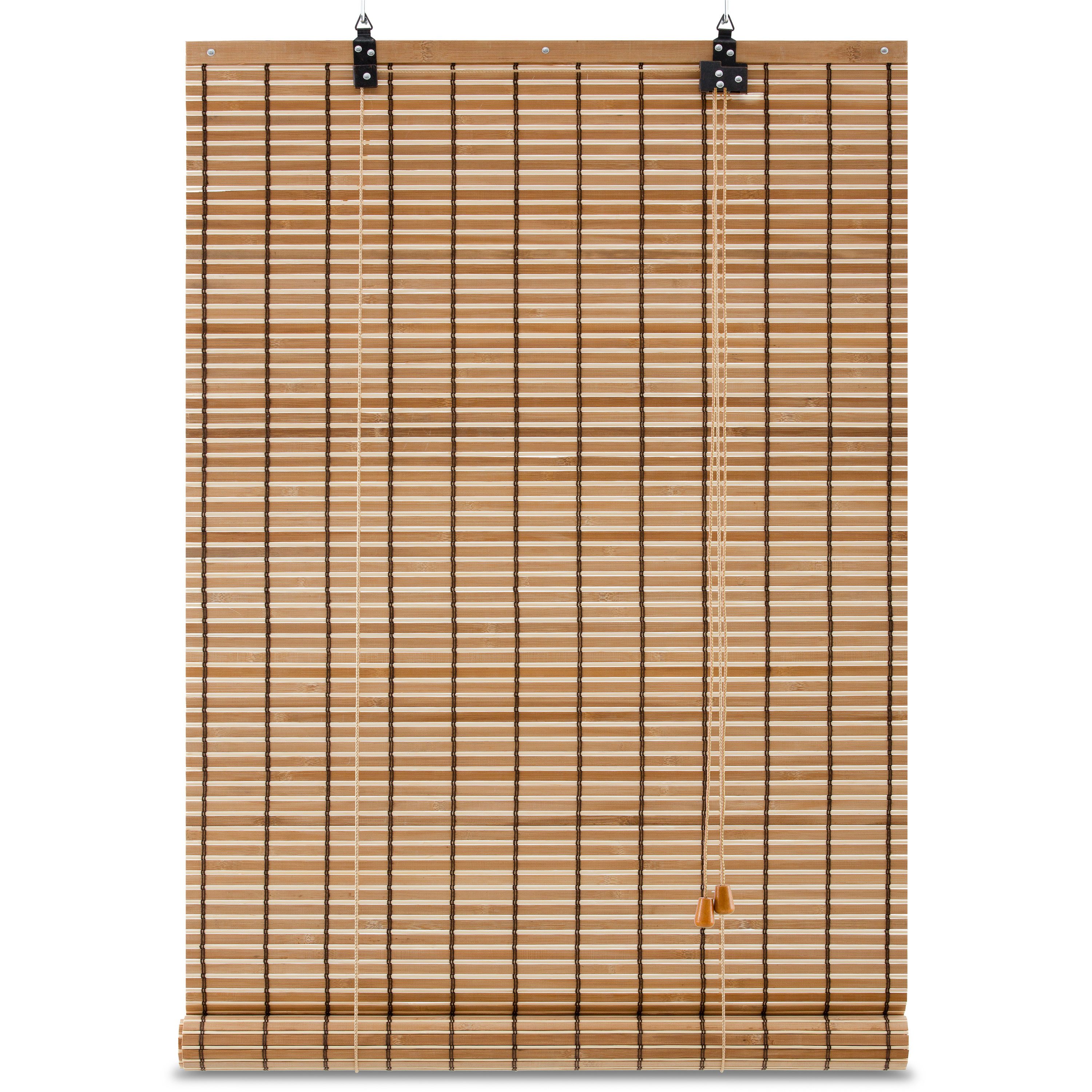 Rollo Bambusrollo Rollo SolDecor BR7, 100x160cm, Teak, Sol Royal, Montage Wand & Decke Blickschutz Rollo Fenster & Tür Bambus
