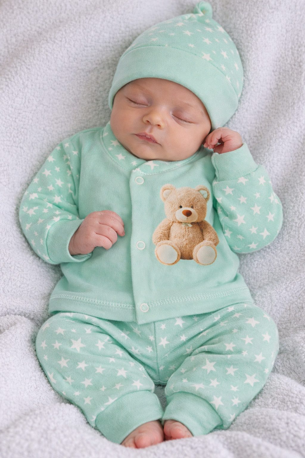 La Bortini Anzug 3-teilig Baby Set Hemdchen Mitwachshose Mütze für Neugeborene unisex (Garnitur für Neugeborene Jungen und Mädchen, Shirt Hose Mützchen Kombi 3-teilig)