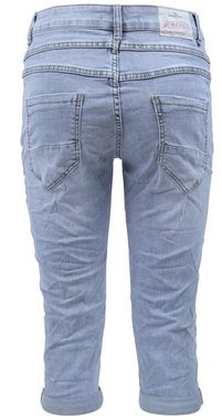 Jewelly Regular-fit-Jeans Capri Jeans im Crash-Look, Boyfriend Hose mit