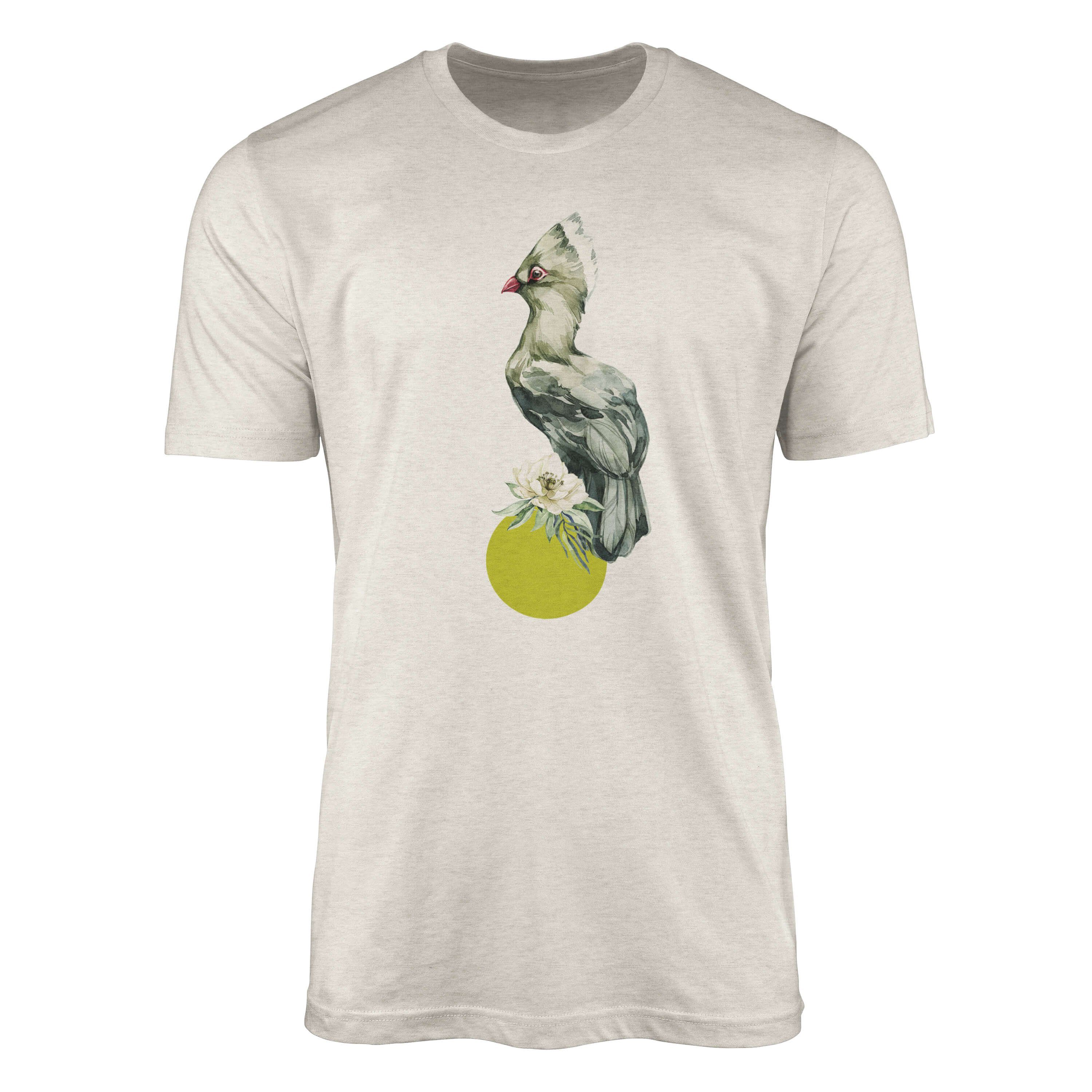 Bio-Baumwolle Nachhaltig T-Shirt Art Sinus (1-tlg) Aquarell Fa Shirt T-Shirt Blume Herren Organic Paradiesvogel Ökomode Motiv