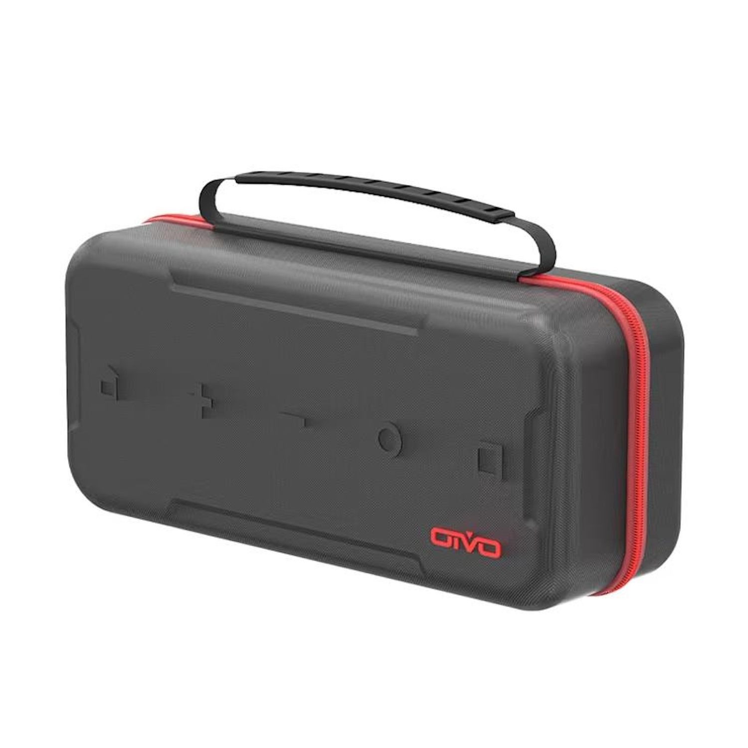 Wigento Handyhülle Für Nintendo Switch 2 Tasche mit Ständer Transport Case Schwarz Rot, Mit integriertem Ständer, Platz für 24 Spielekarten