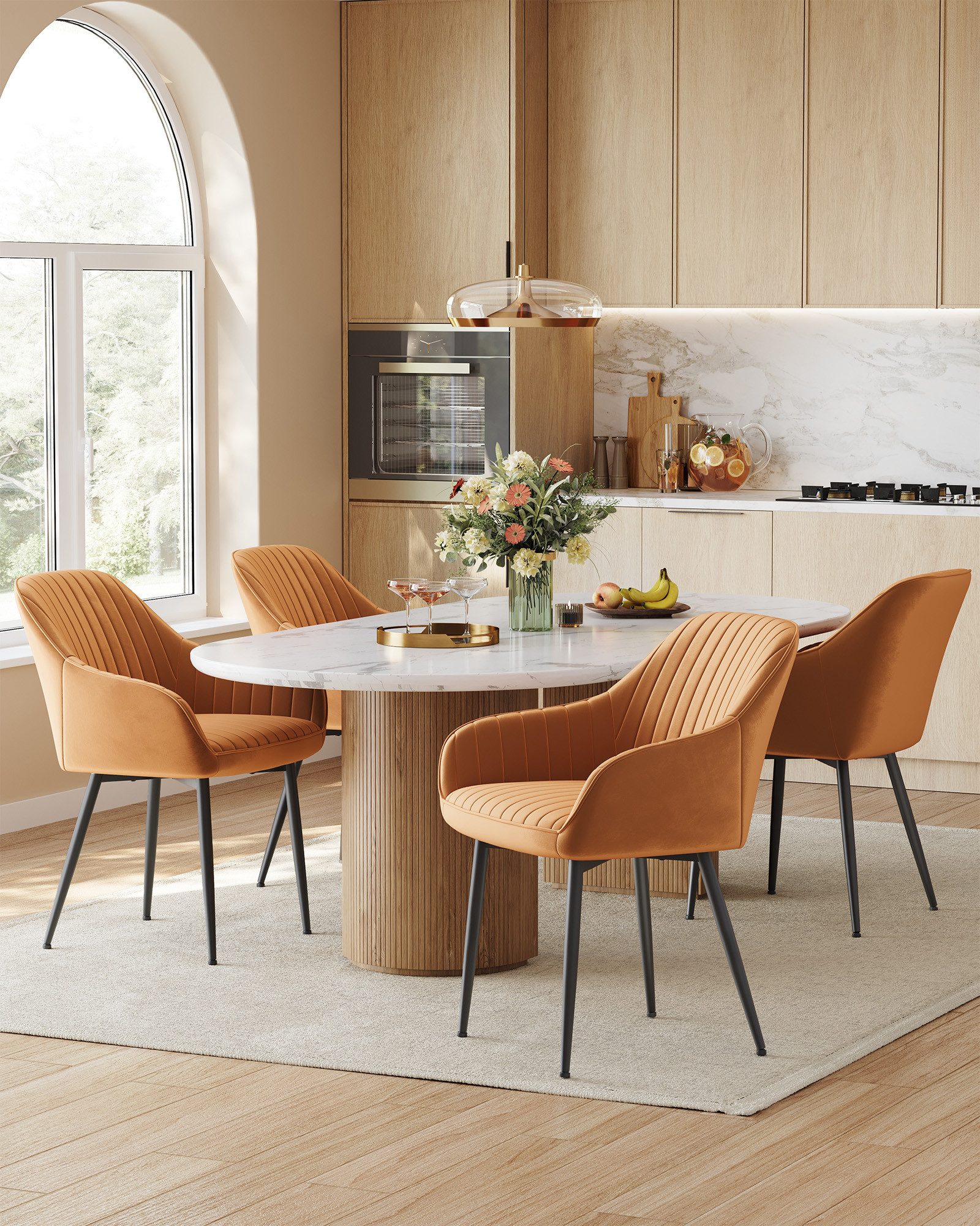 SONGMICS Esszimmerstuhl (6 St), Polsterstuhl mit Metallbeine, Samt, für Sch günstig online kaufen