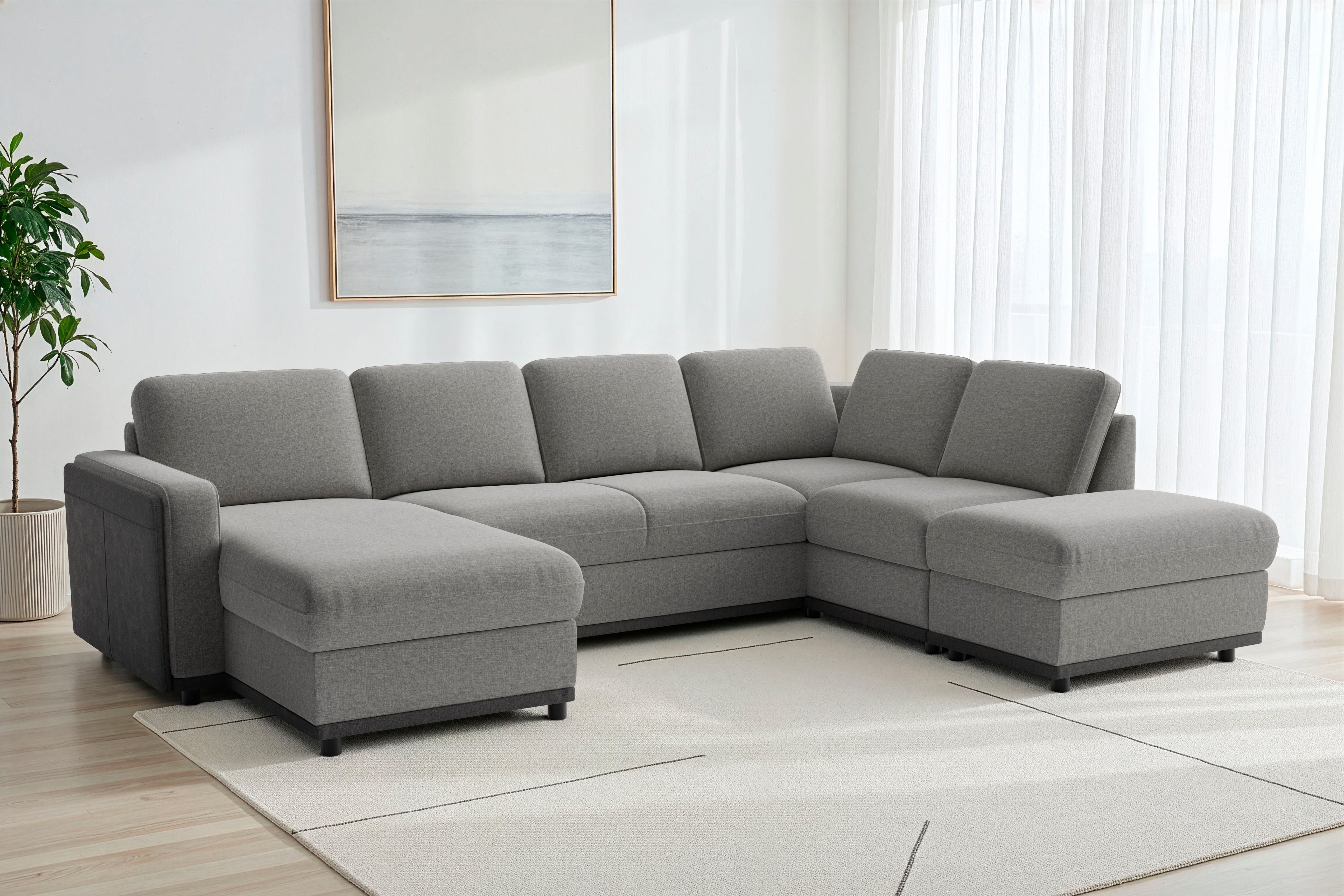 sit&more Wohnlandschaft Cordoba U-Form, B: 305 cm, optional Schlaffunktion & Stauraum, Couch mit XXL-Komfort, großzügige Sitzfläche