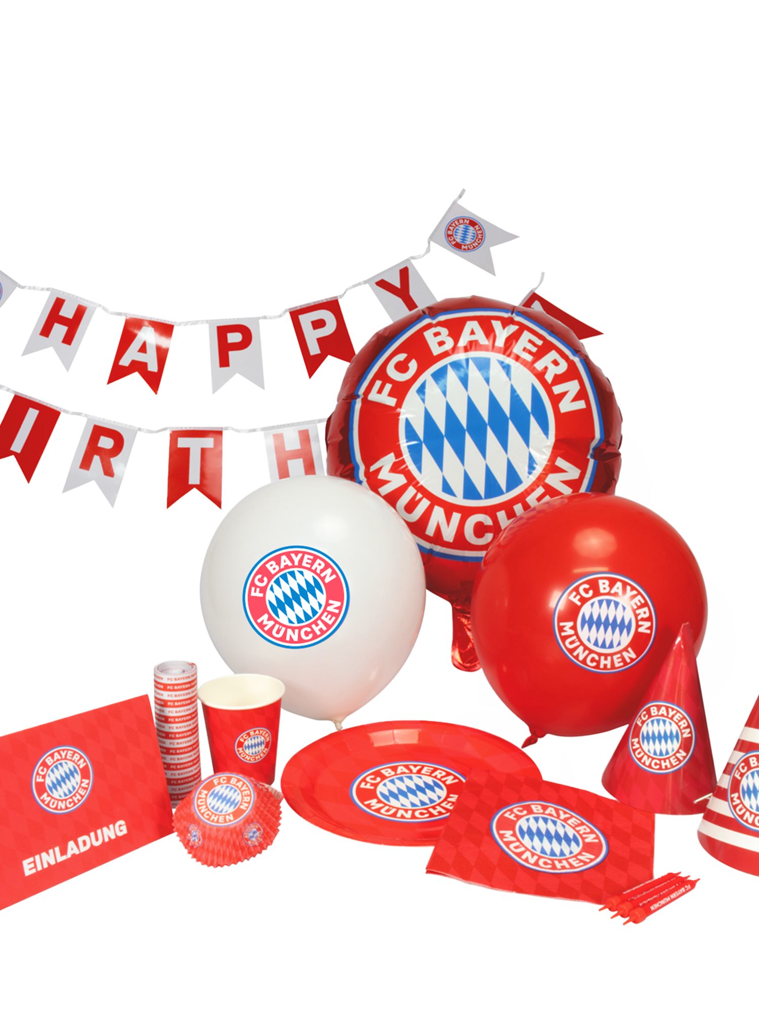 FC Bayern München Aufblasbares Partyzubehör FC Bayern München GeburtstagspartyISet 12Iteilig (Rot/Weiß)