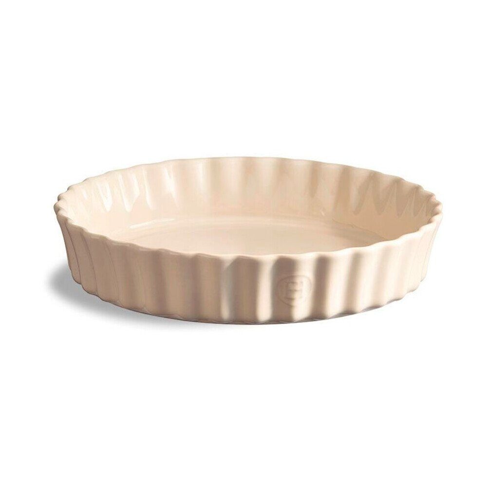 Emile Henry Geschirr-Set Torten-/Quicheform 28 cm Argile, Keramik, 2l, Made in France, Keramik, mikrow.- & spülm.sicher, beige