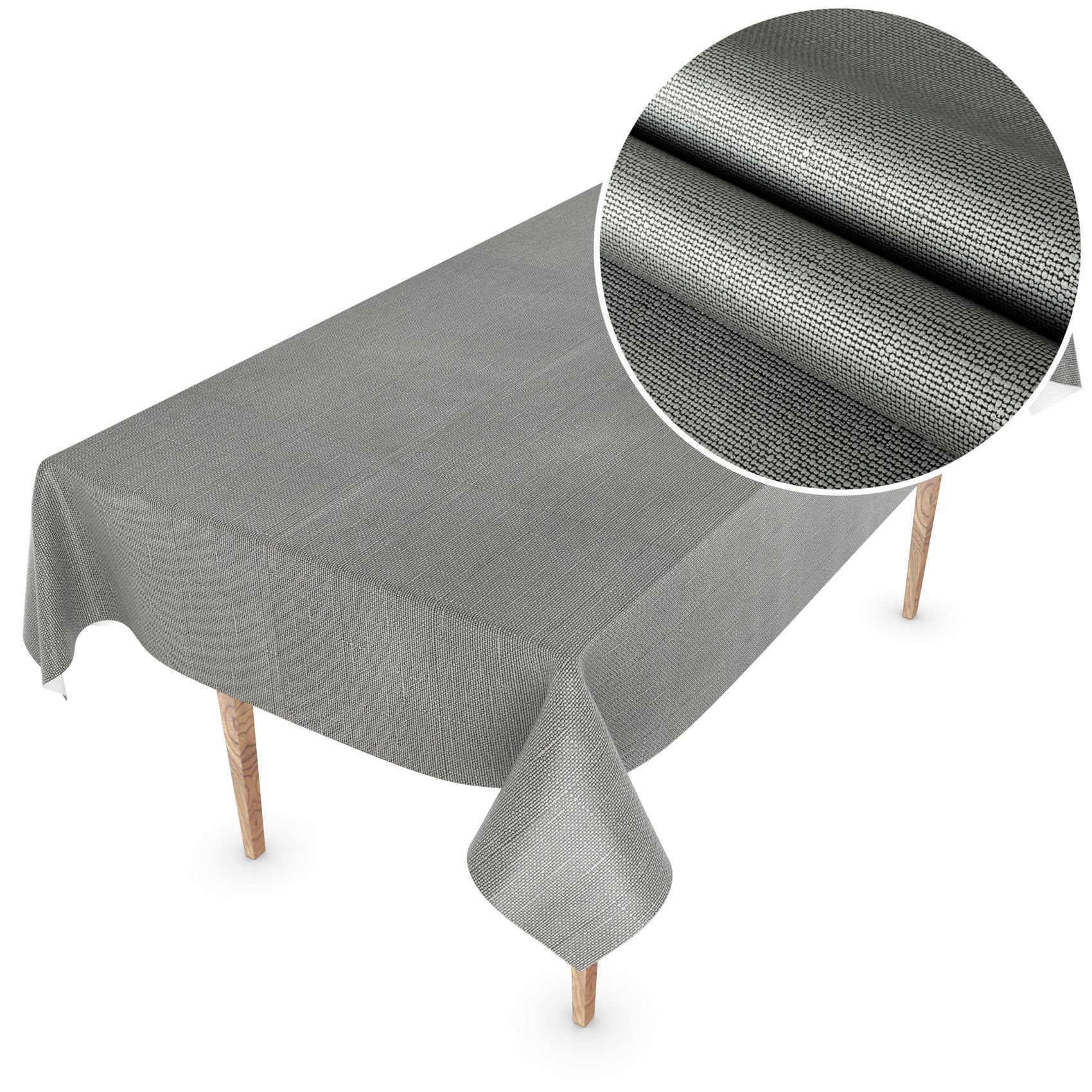 Tischdecke Premium Prägung Einfarbig Grau ANRO Robust Wachstuch Tischdecke Wasserabweisend,