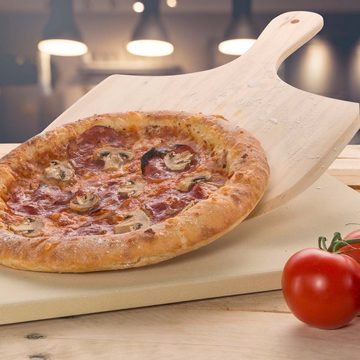 Dimono Pizzastein Backstein Brotbackstein, (Pizzaofen Set, Pizzaschieber & Rezeptbuch), temperaturbeständig bis 900°C