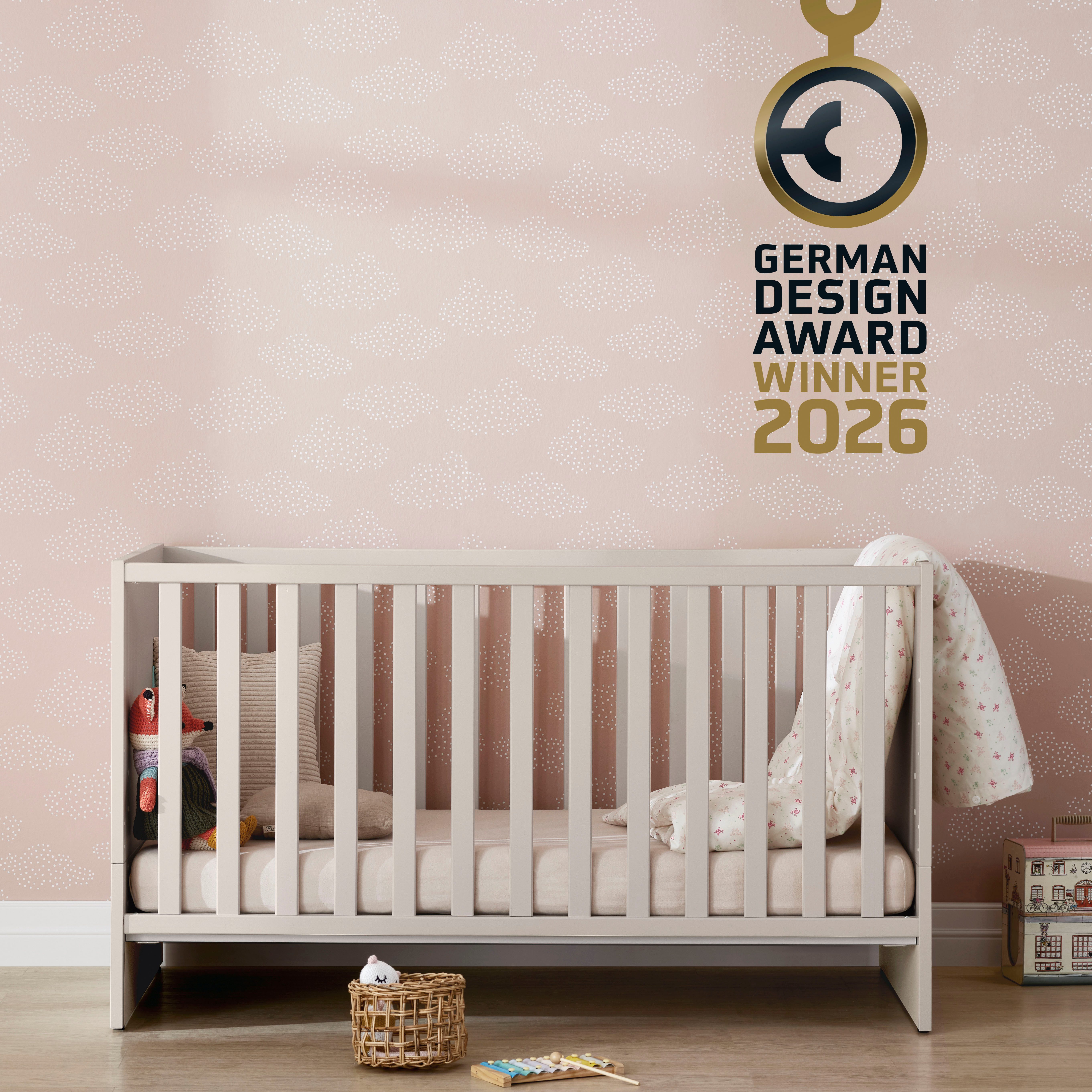 Babybett LITTLE SNU 70x140cm in Beige oder Weiß, umbaubares Kinderbett