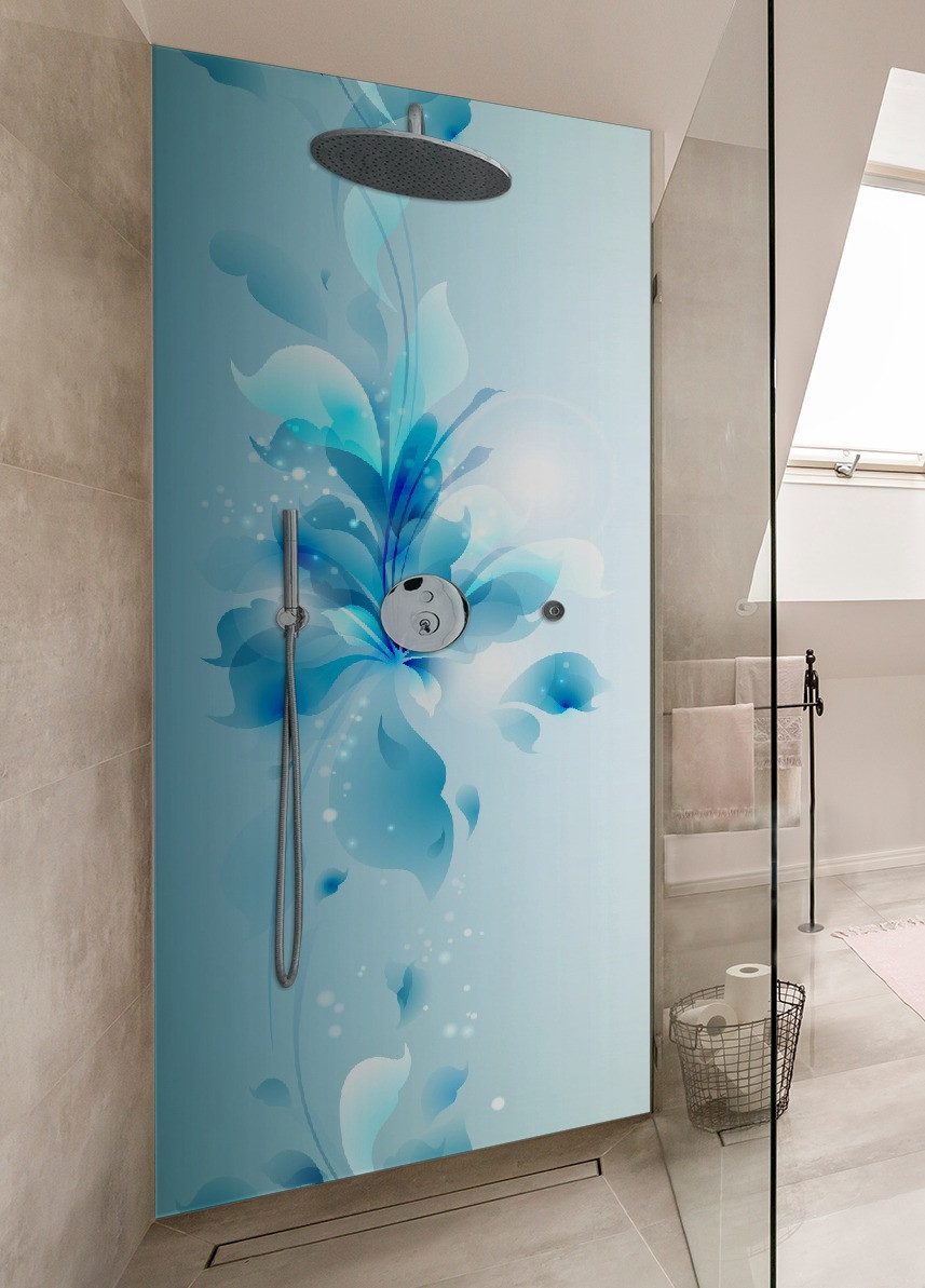 Wallario Duschrückwand Blaues Blumenbuket, (1-tlg) günstig online kaufen