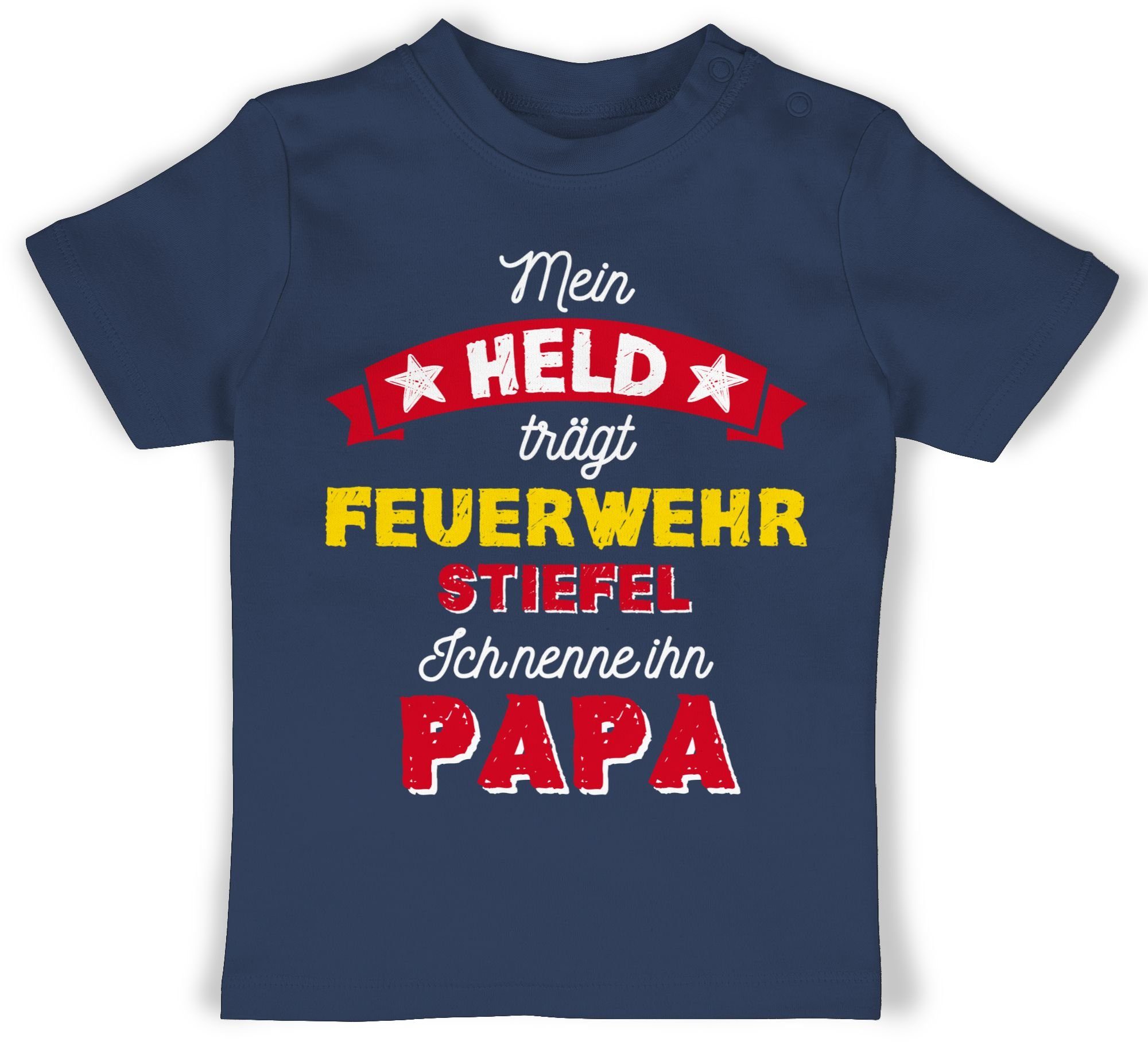 Feuerwehrstiefel Mein Blau Baby Held 1 Navy Vatertag Geschenk trägt T-Shirt Shirtracer