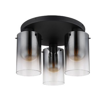 Globo Deckenleuchte Sambour, ohne Leuchtmittel, 3-flammig, Rauchglas, Industrial-Look, für Flure & Wohnzimmer, E27