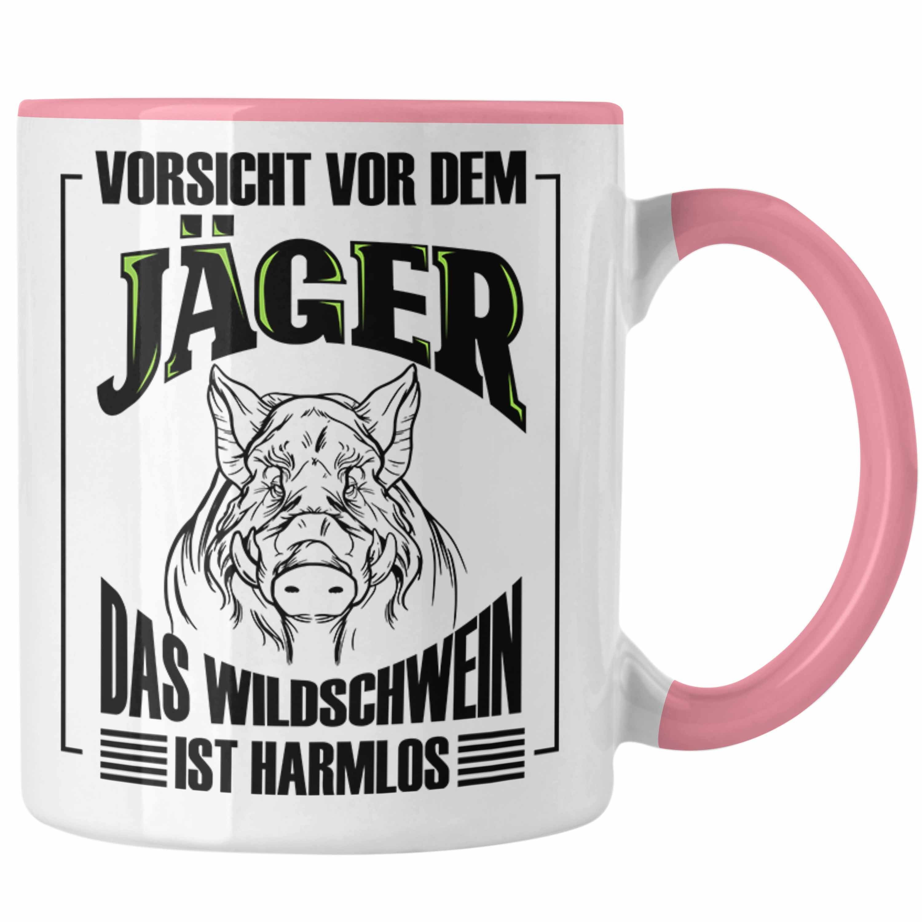 Tasse Geschenk Trendation Lustige Jagd Wildschwein Jäger Rosa Geschenkidee Spruch für Tasse