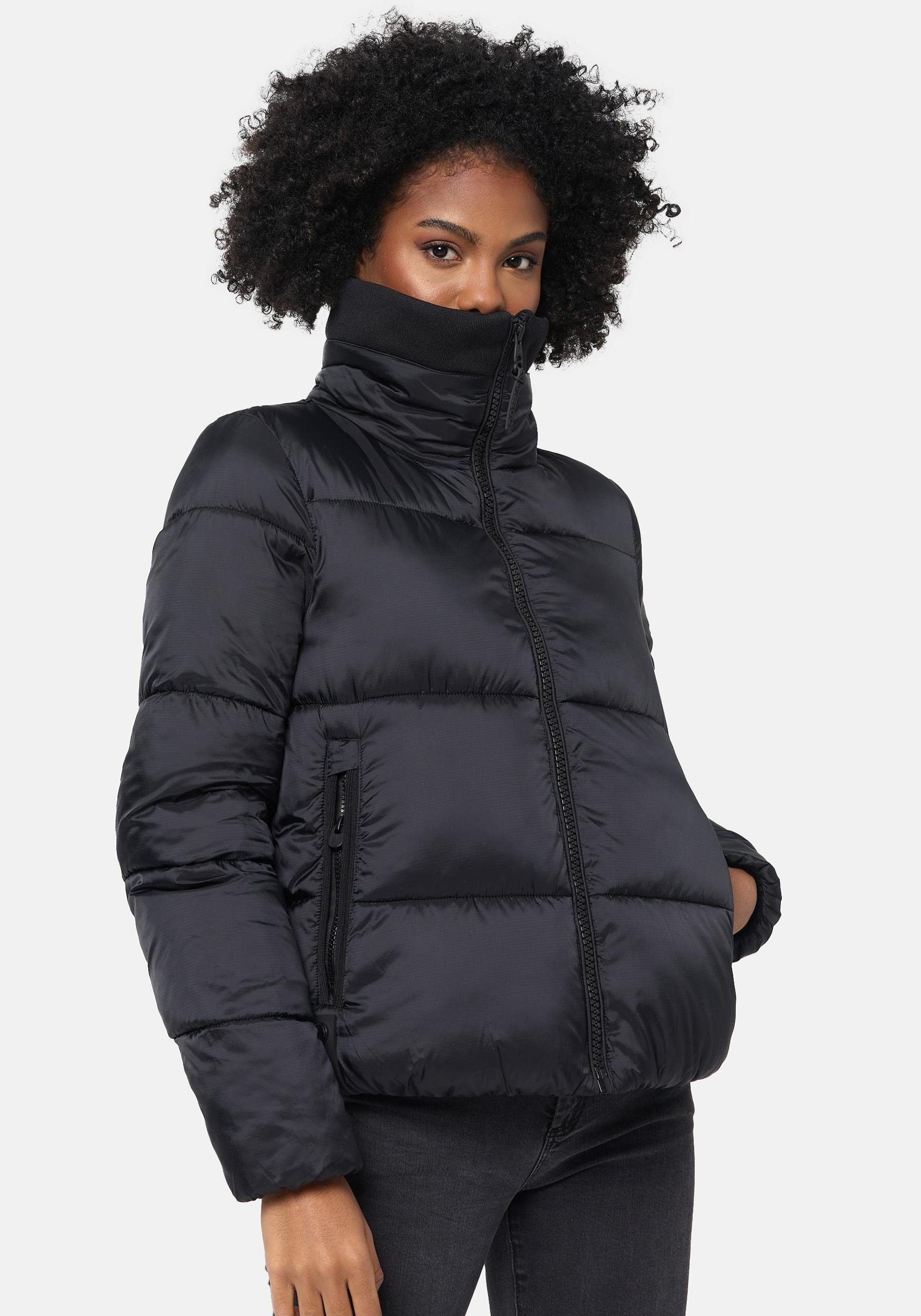 Navahoo Hüfte Damen in top Optik, Chrom- Jacke bis Puffy Länge Gesteppte Schnitt, zur Winterjacke mit Oversize Sternschnüppchen Steppjacke